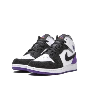 Jordan Kids エアジョーダン1 ミッド SE Court Purple スエード スニーカー - サムネイル2