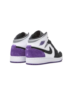 Jordan Kids エアジョーダン1 ミッド SE Court Purple スエード スニーカー - サムネイル3