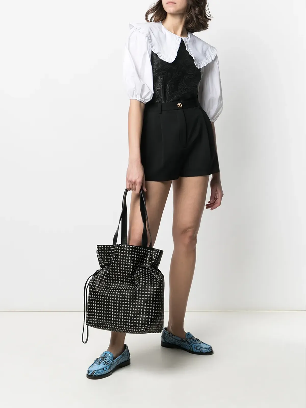 10 CORSO COMO スポットプリント レザー バケットショルダーバッグ - 画像2