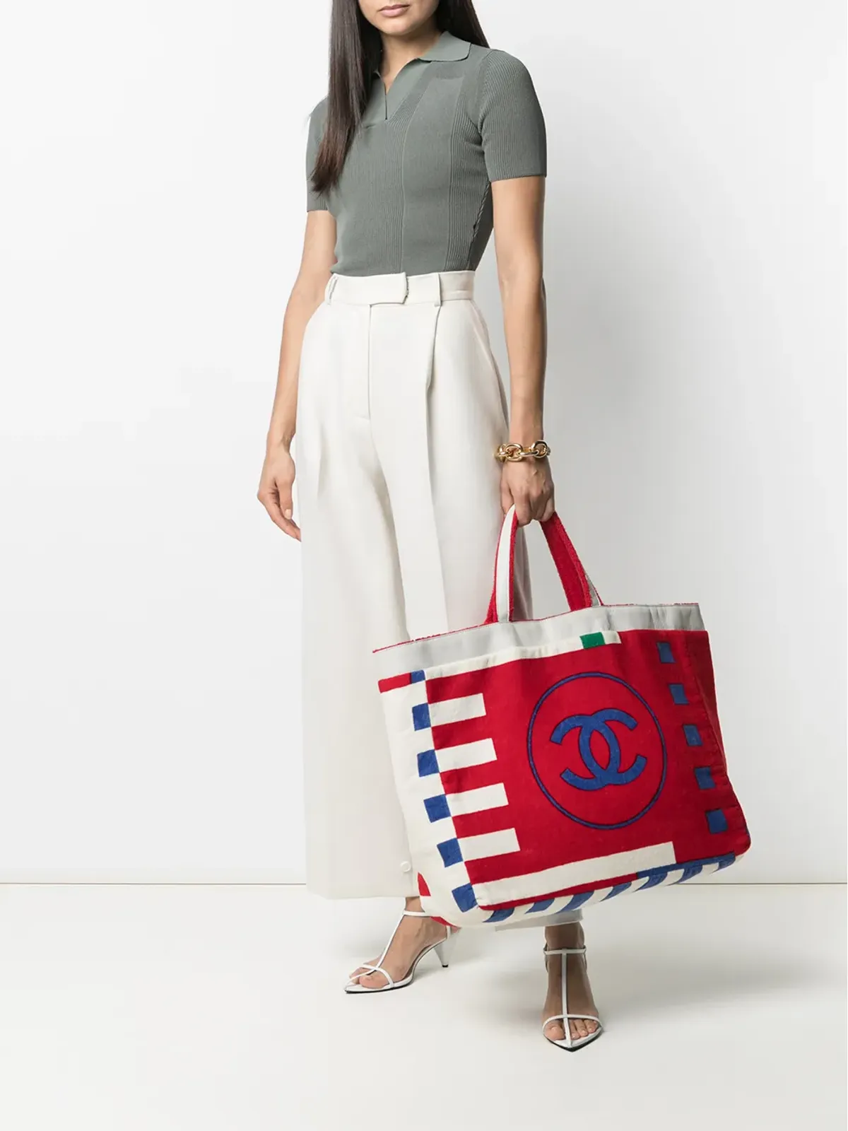 CHANEL ビンテージ CC テリークロス トートバッグ - 画像2