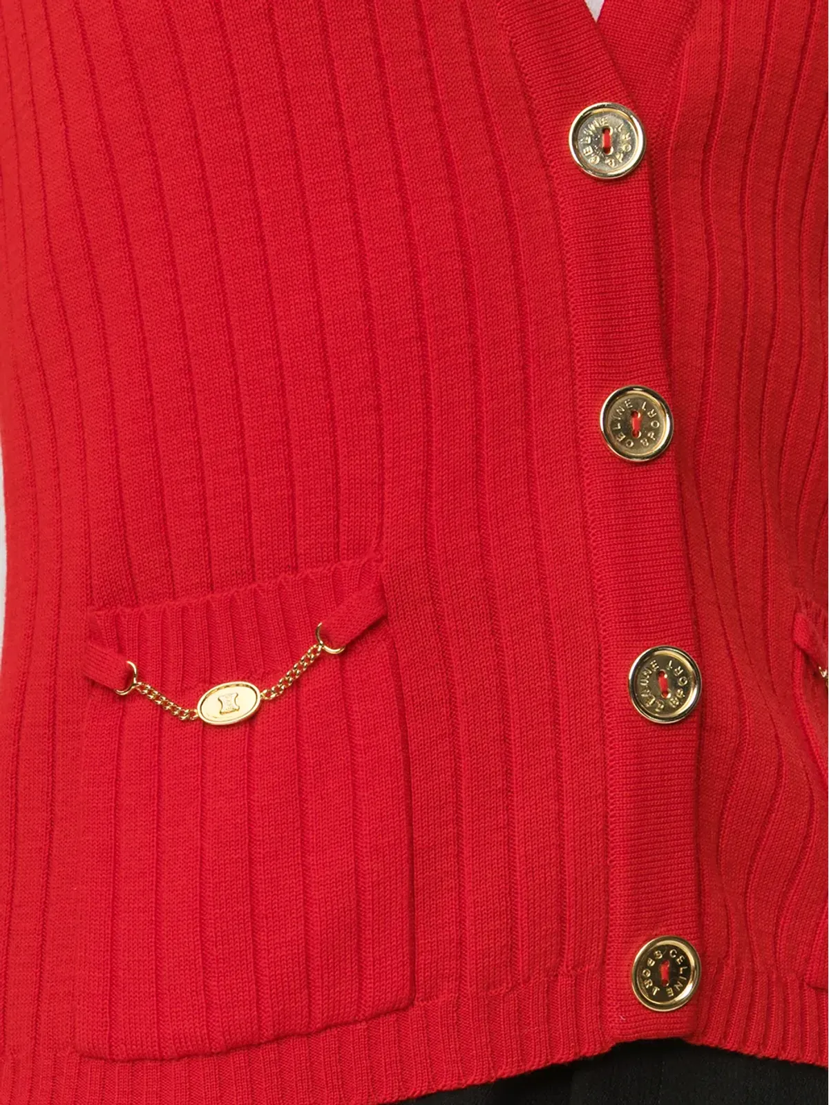 Celine Pre-Owned 1980年代リブニットベスト - レッド - 画像5