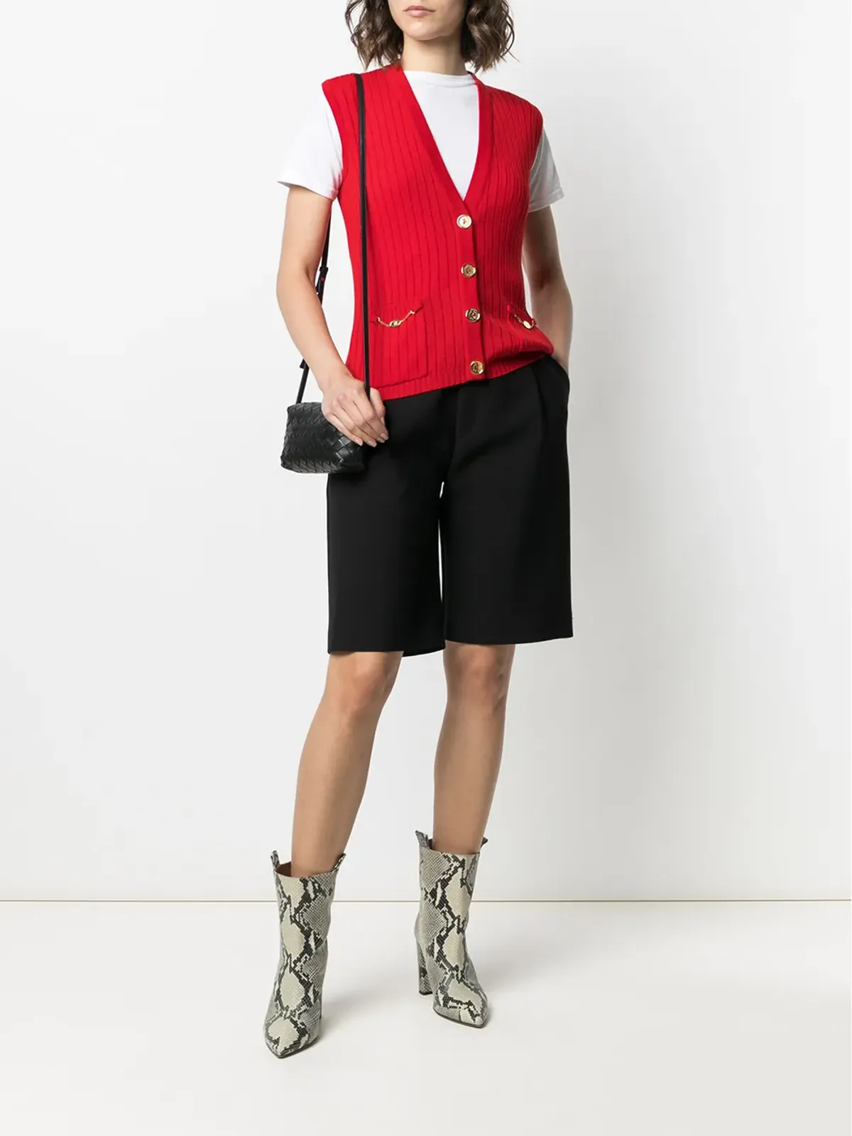 Celine Pre-Owned 1980年代リブニットベスト - レッド - 画像2