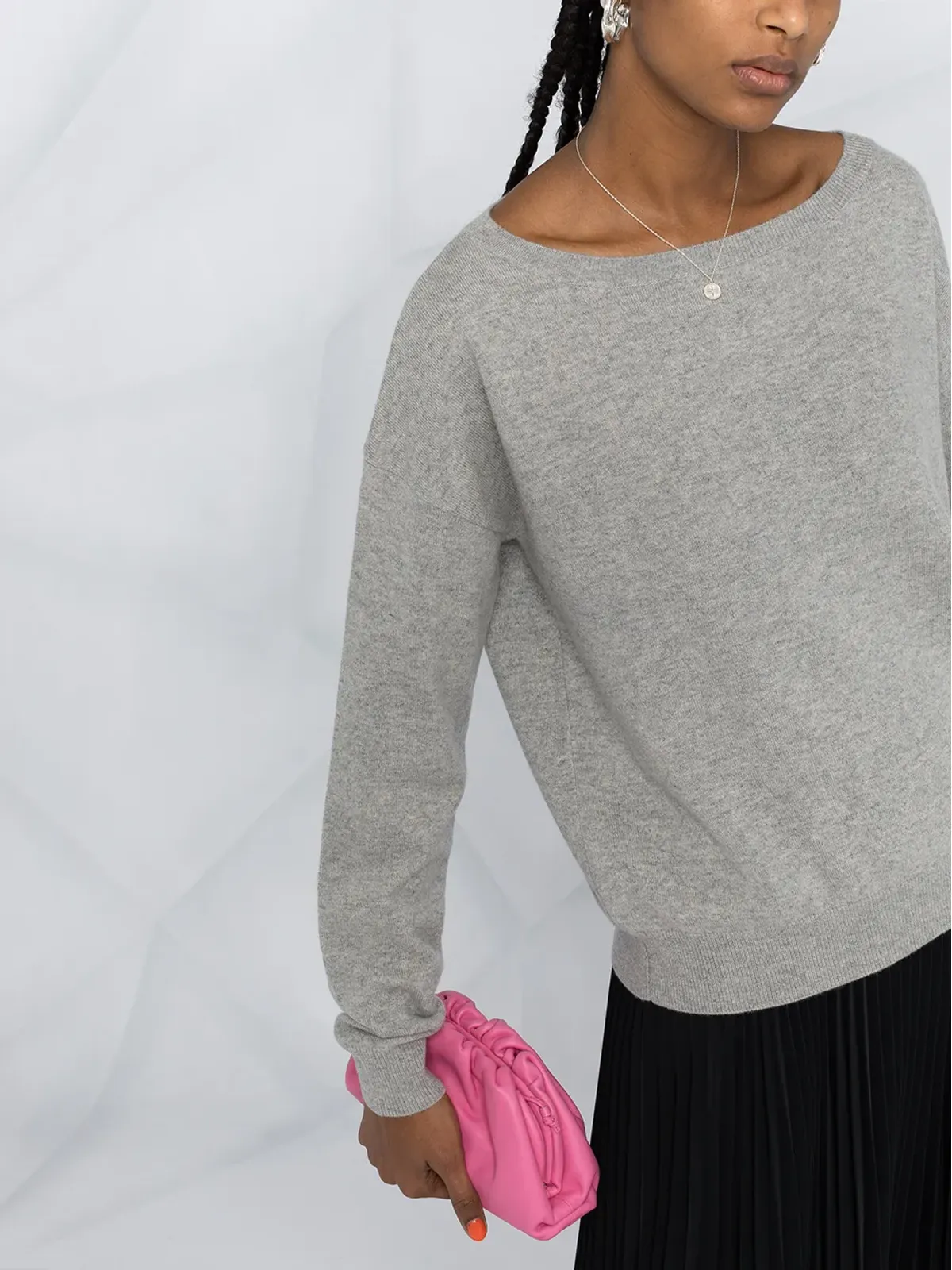 Extreme Cashmere ボートネックの細編みジャンパー - グレー - 画像3