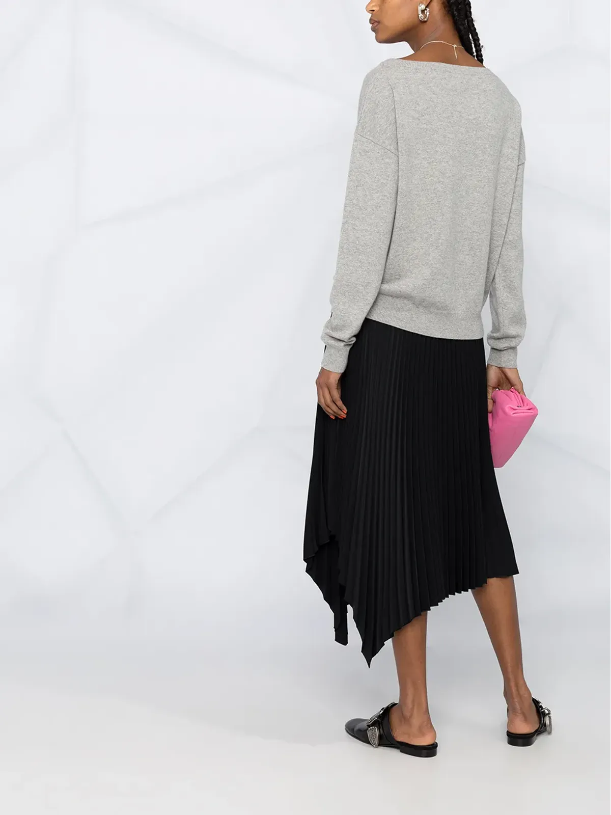 Extreme Cashmere ボートネックの細編みジャンパー - グレー - 画像4