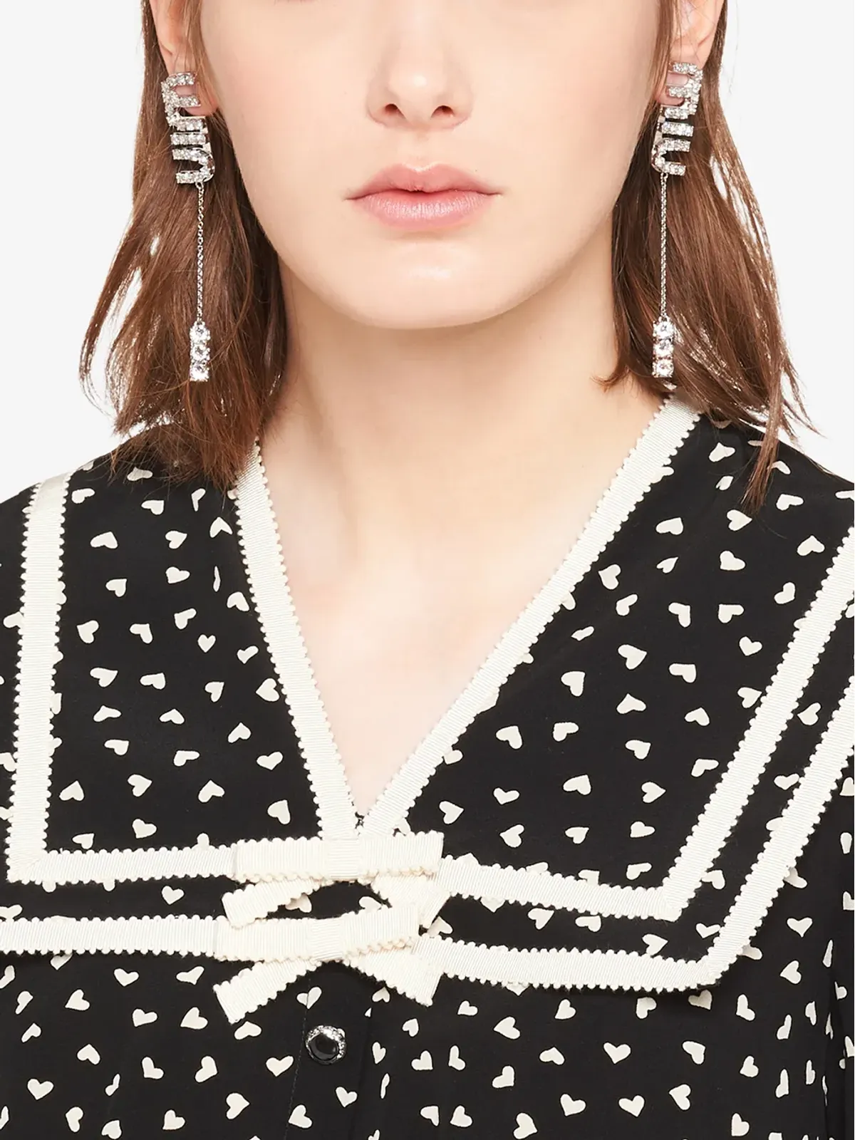 Miu Miu クリスタル装飾ペンダントピアス - 画像2