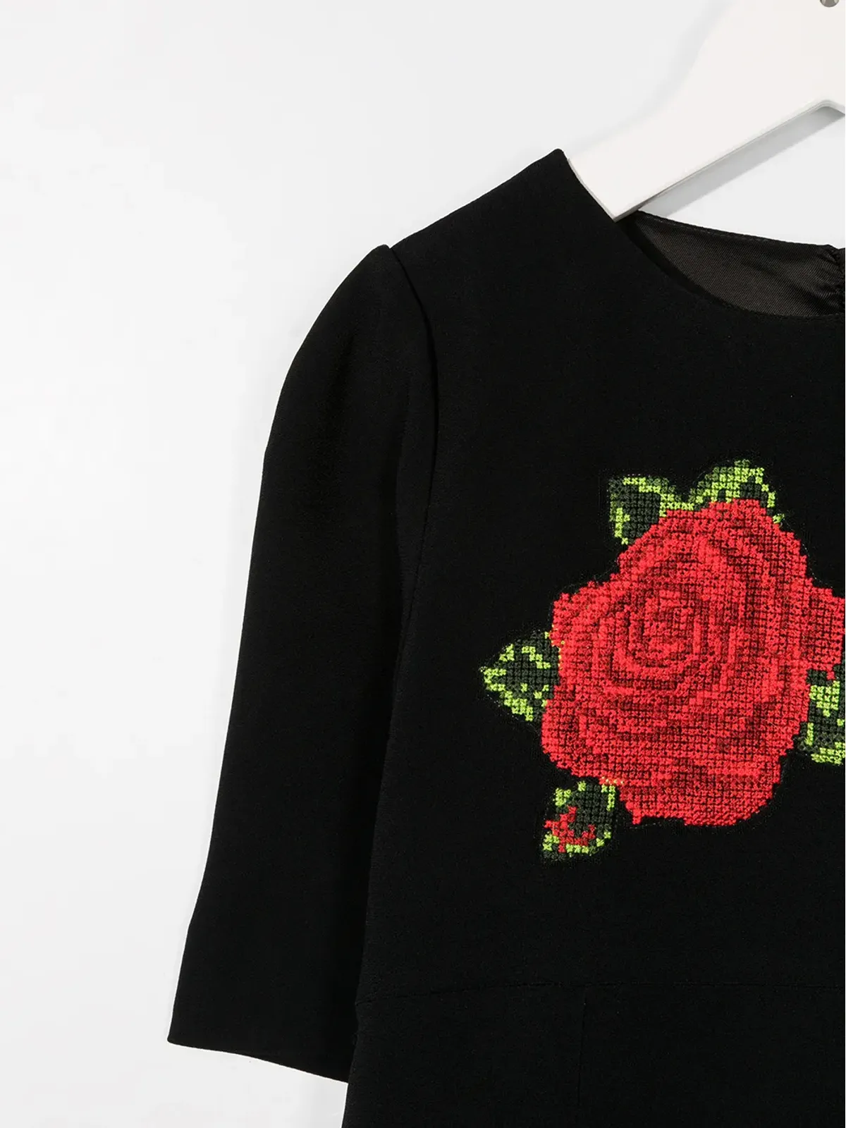 Dolce & Gabbana Kids ローズ刺繍ドレス - 画像3