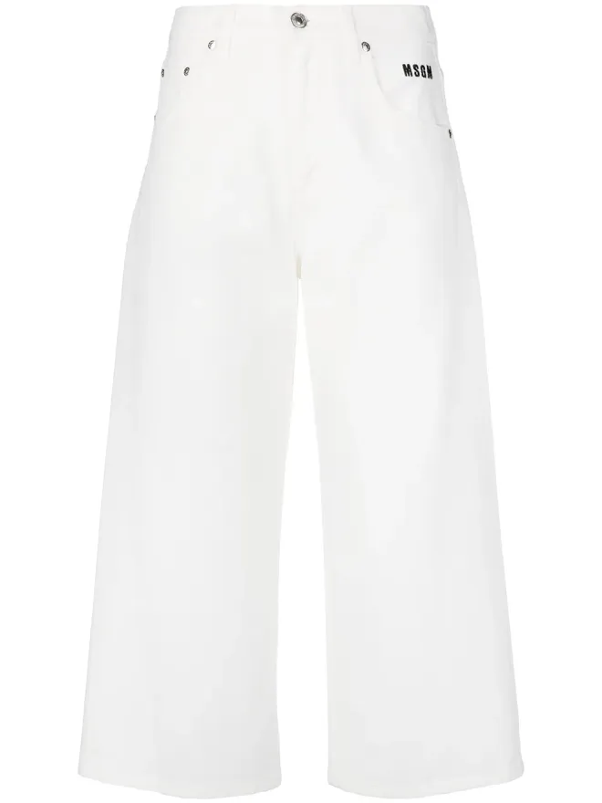 MSGM MSGM ロゴプリントのクロップドジーンズの商品画像
