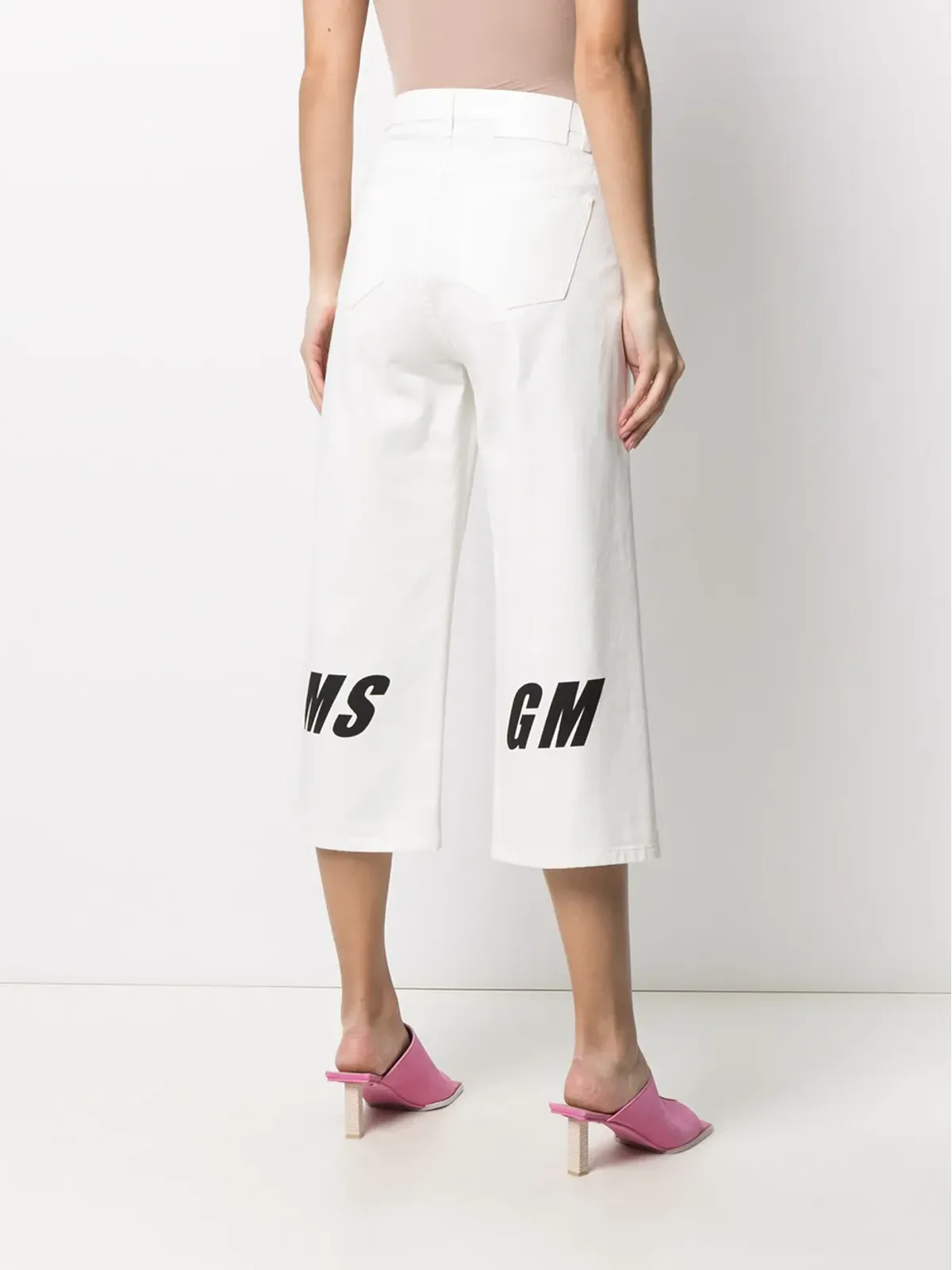 MSGM ロゴプリントのクロップドジーンズ - 画像4