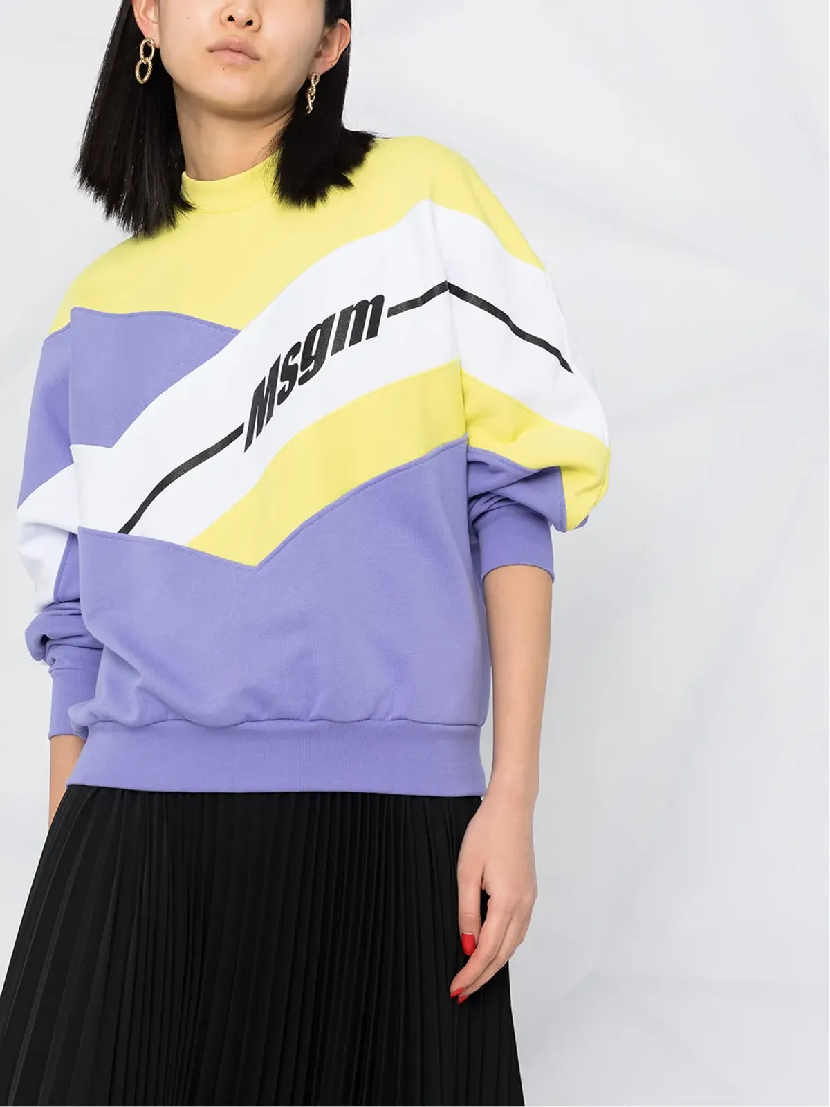 MSGM アブストラクトプリント長袖スウェット - 画像3