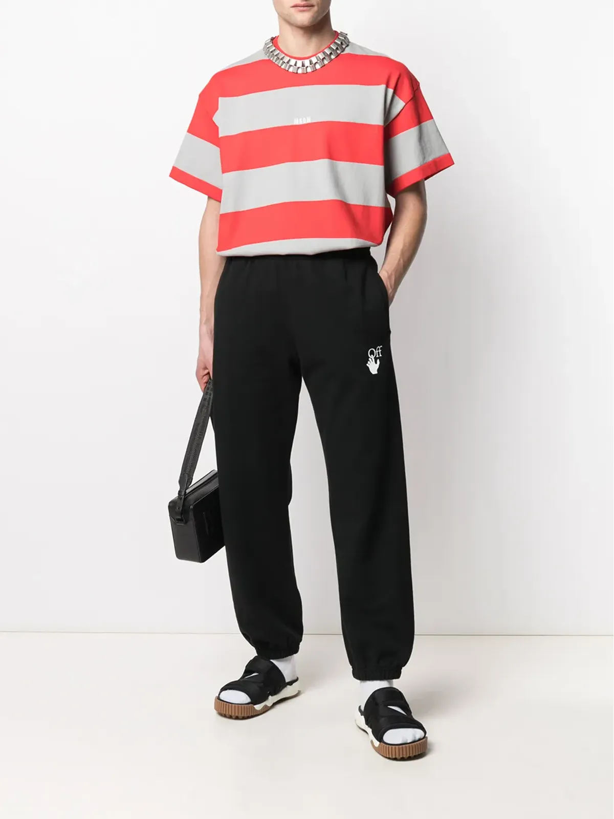 MSGM ロゴプリントストライプTシャツ - 画像2