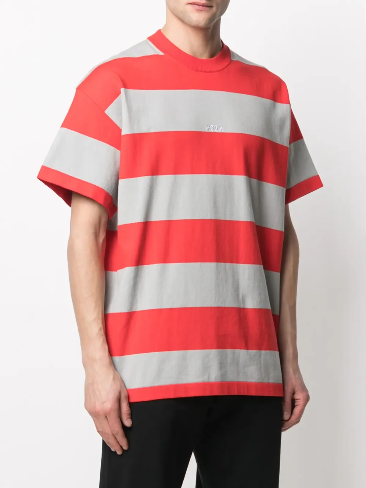 MSGM ロゴプリントストライプTシャツ - 画像3
