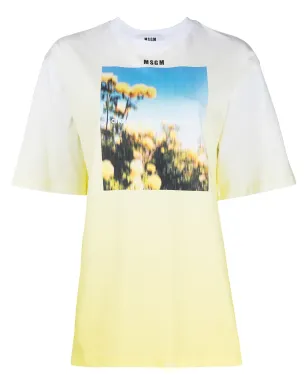 MSGM グラフィックロゴプリントTシャツ（イエロー） - サムネイル1