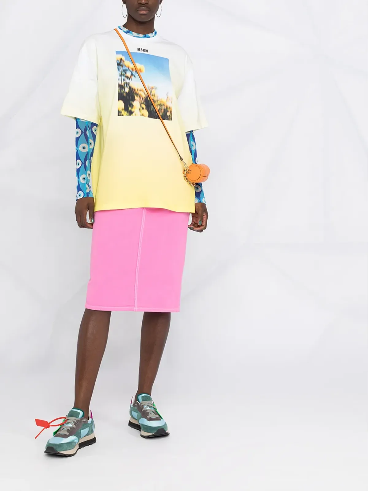MSGM グラフィックロゴプリントTシャツ（イエロー） - 画像2