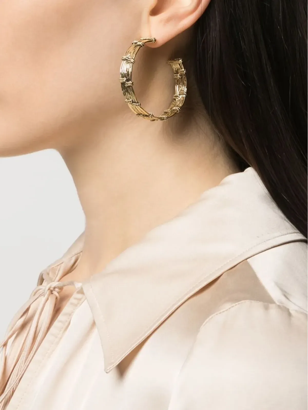 Aurelie Bidermann Ava textured large hoops - Gold - 画像2