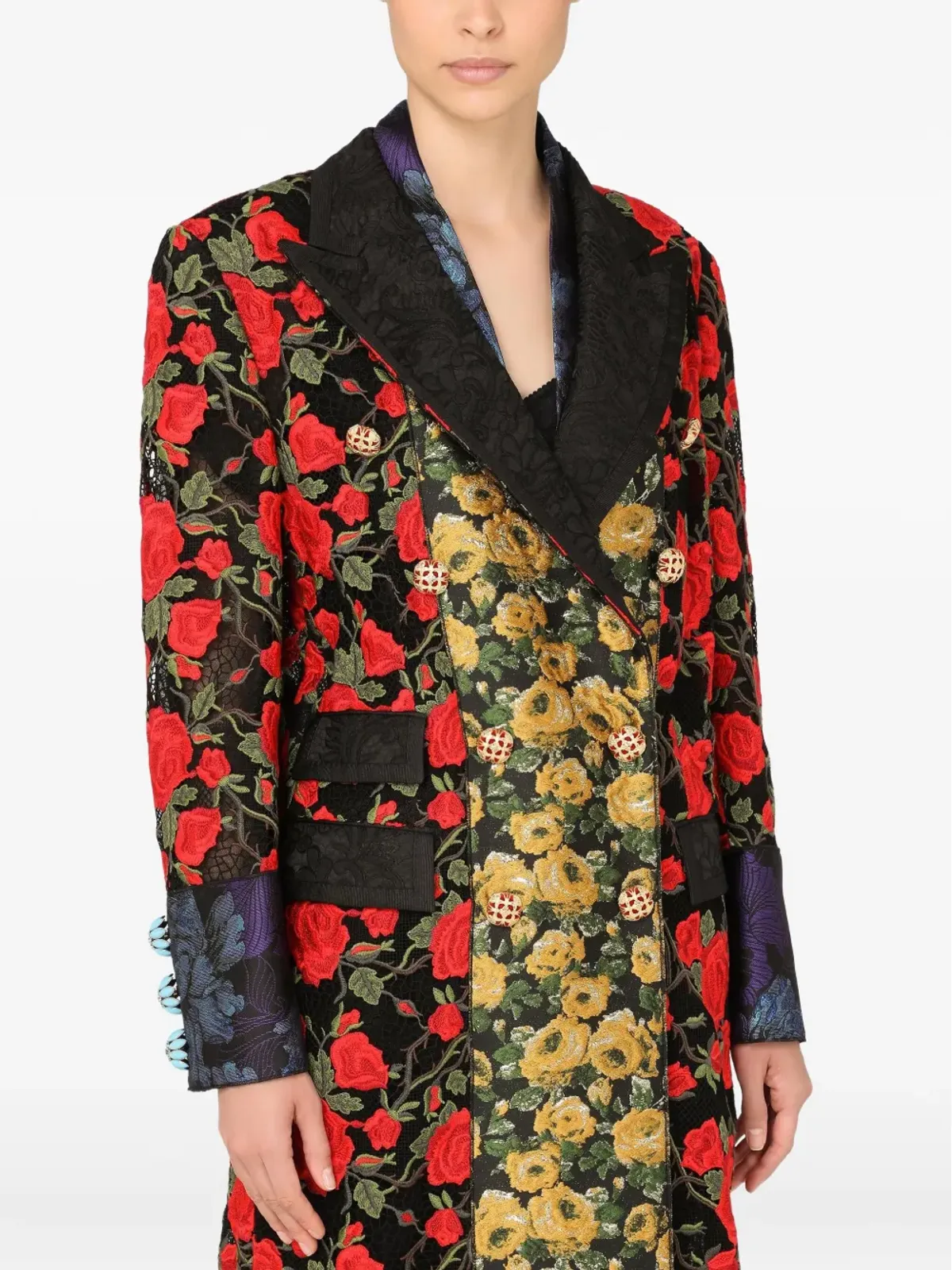 Dolce & Gabbana フローラルジャカードコート - ブラック - 画像5