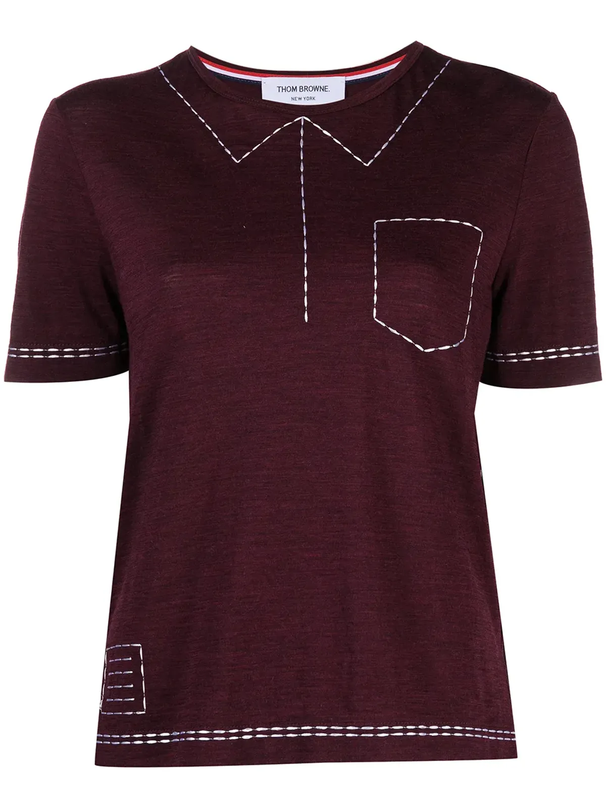 Thom Browne トロンプ・ルイユ風 半袖Tシャツ - Red - 画像1