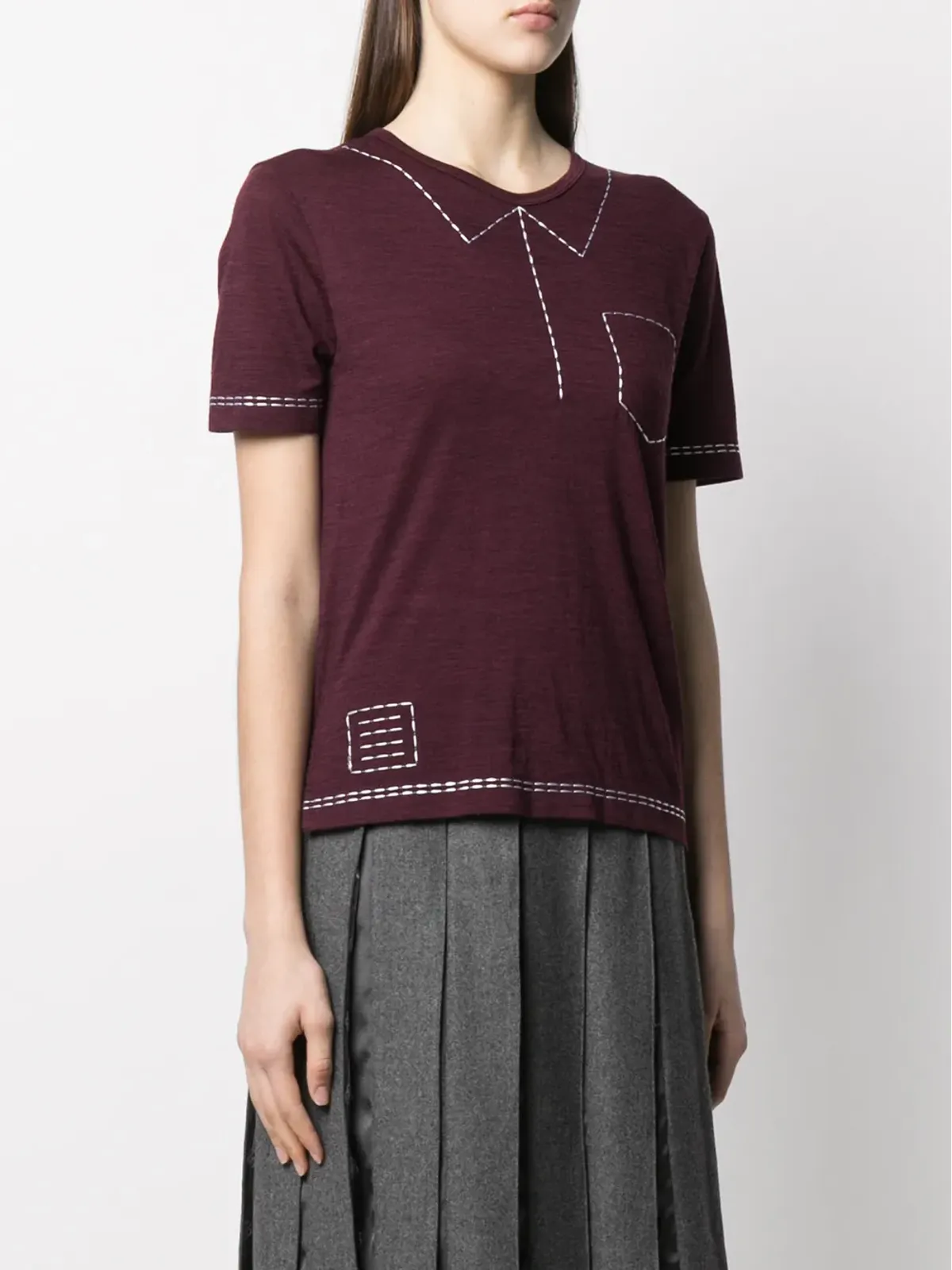 Thom Browne トロンプ・ルイユ風 半袖Tシャツ - Red - 画像3