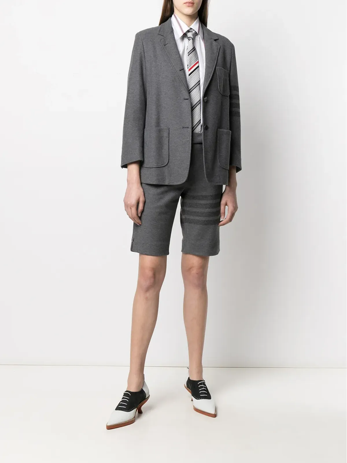Thom Browne 4-Barストライプツイルショーツ グレー - 画像2