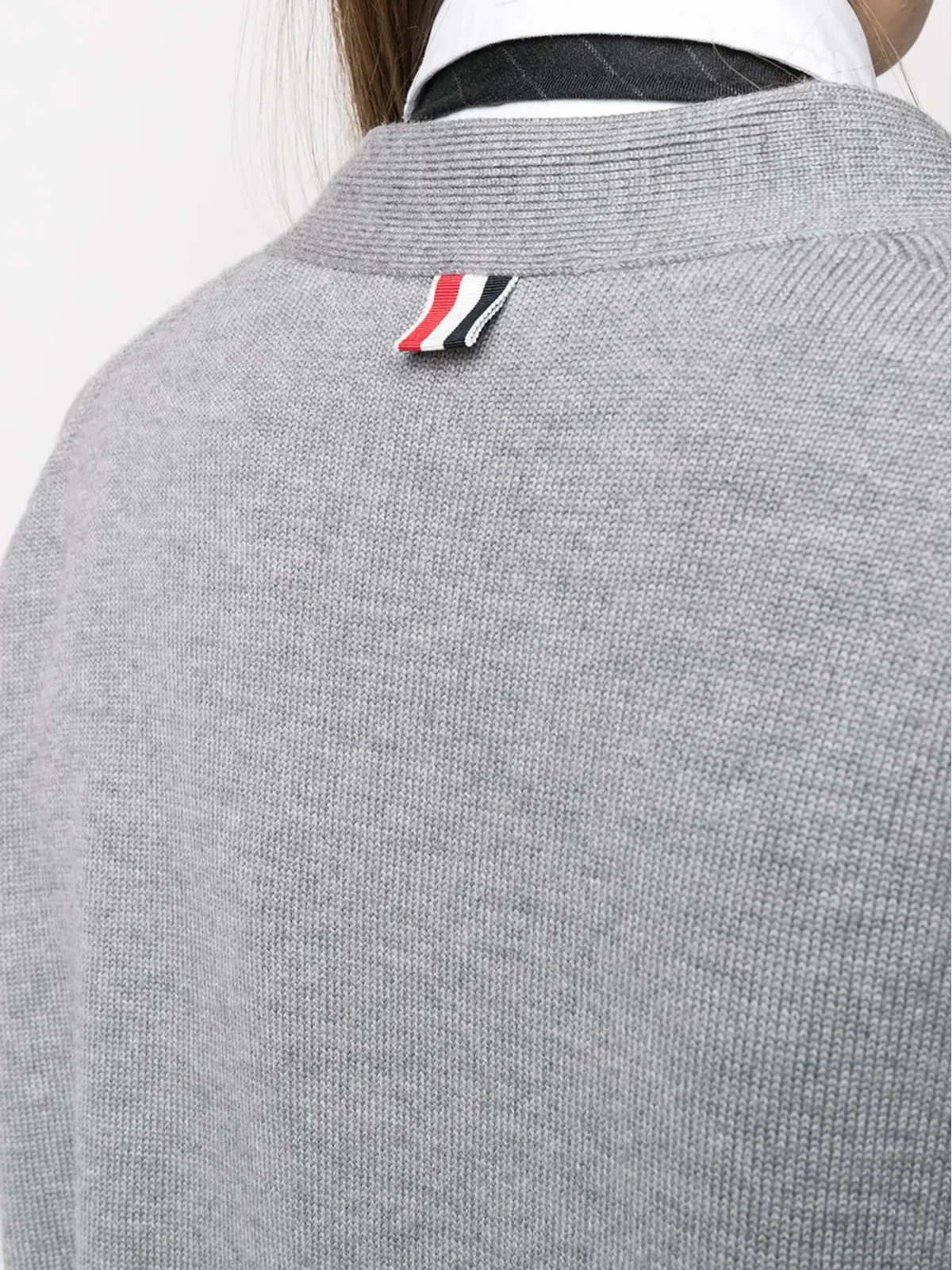 Thom Browne グレーのオーバーサイズ4バー・ストライプ カーディガン - 画像5
