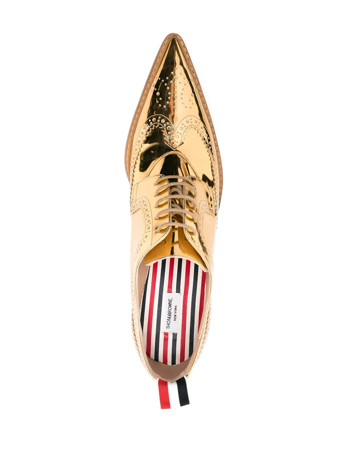 Thom Browne メタリック ロングウィング ブローグス - ゴールド - 画像4