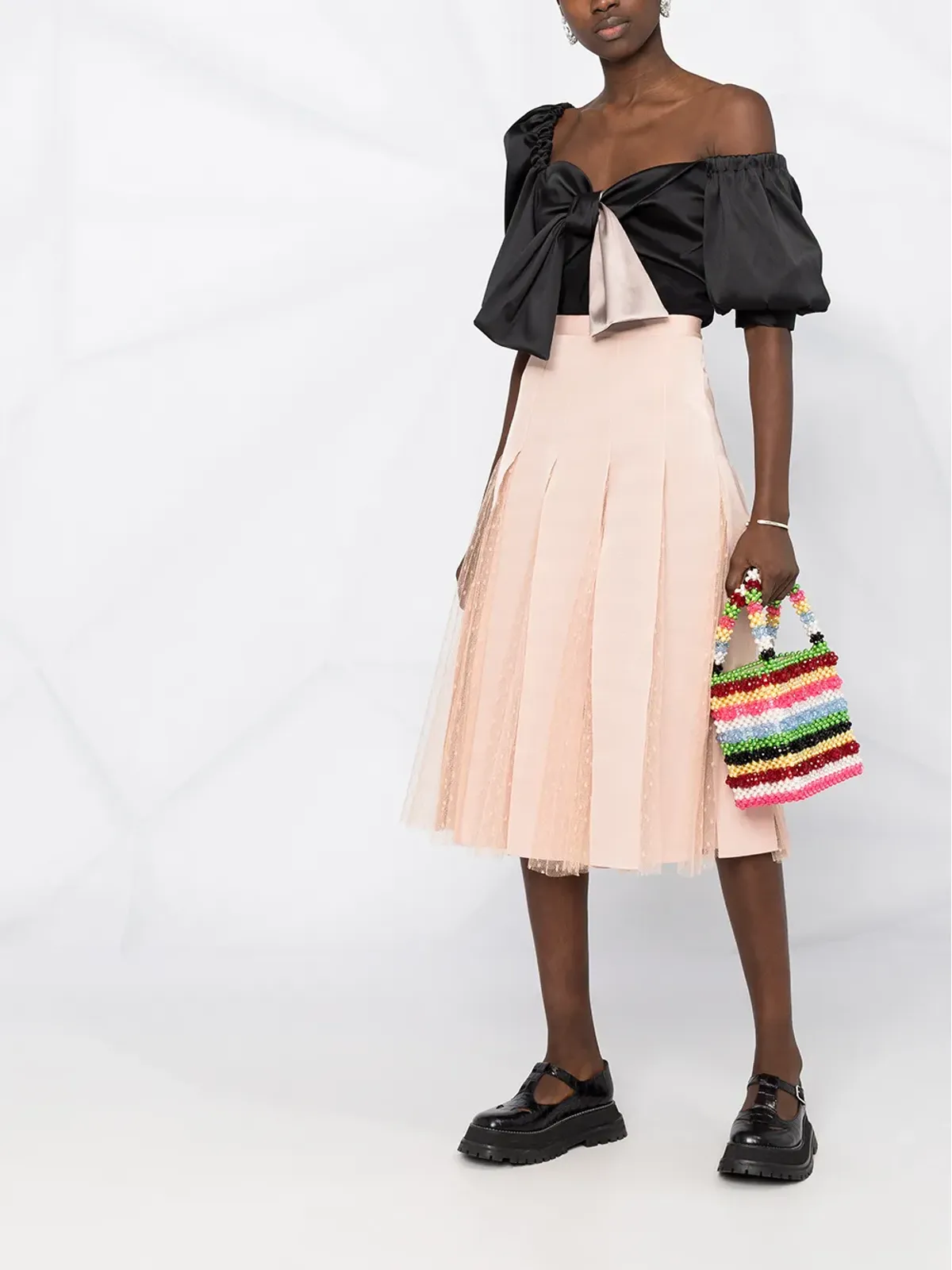 RED Valentino プリーツレース ミディスカート - 画像2