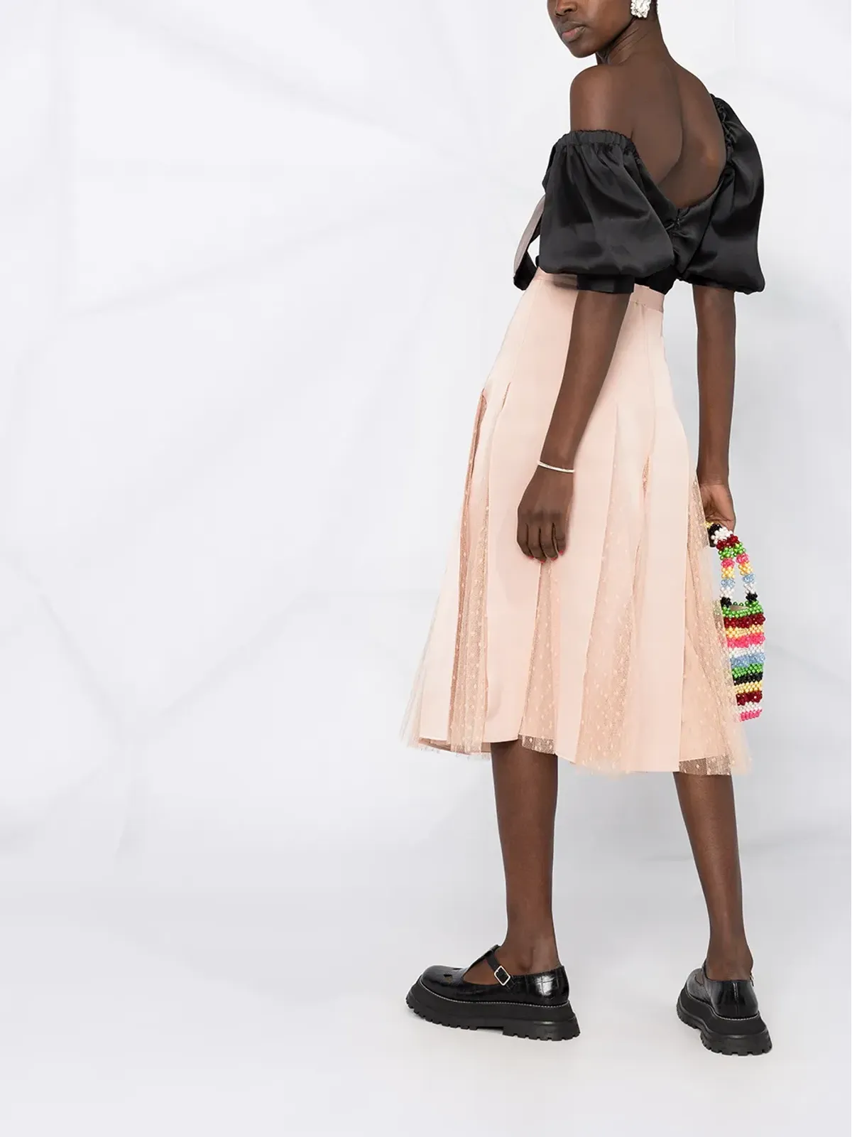 RED Valentino プリーツレース ミディスカート - 画像4