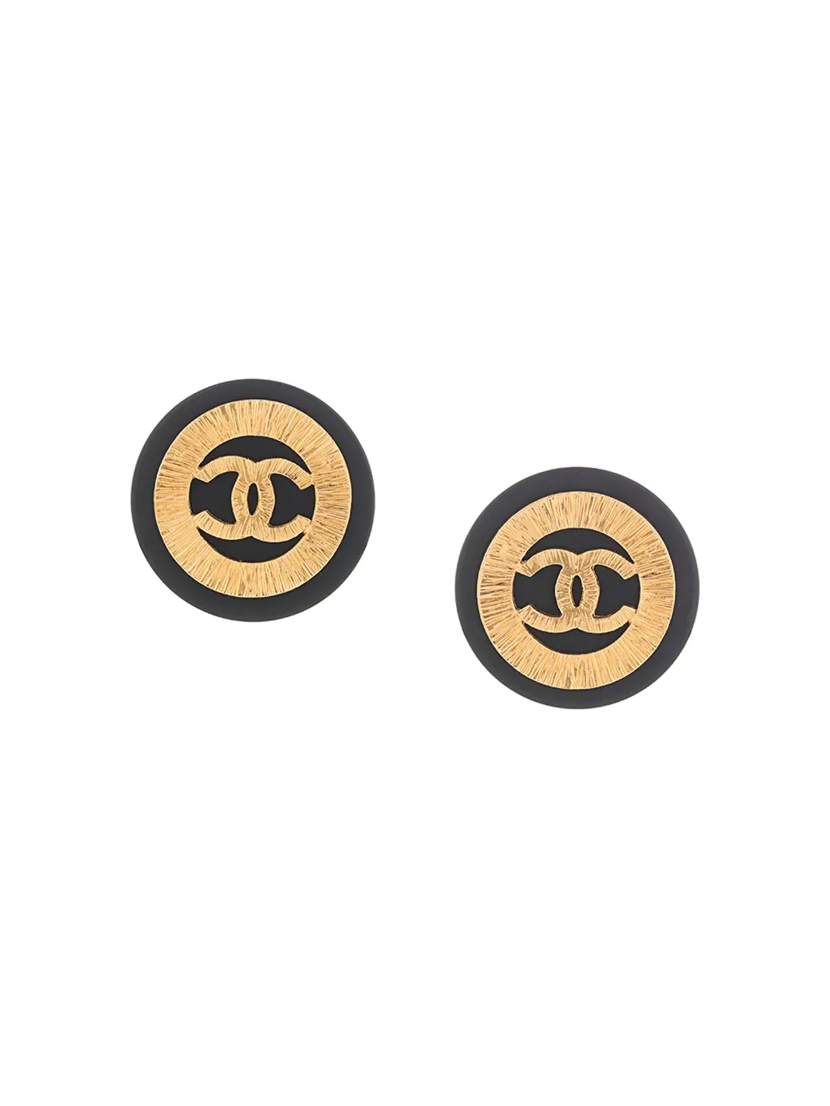 CHANEL Pre-Owned CCボタン クリップオンイヤリング ブラック - 画像1