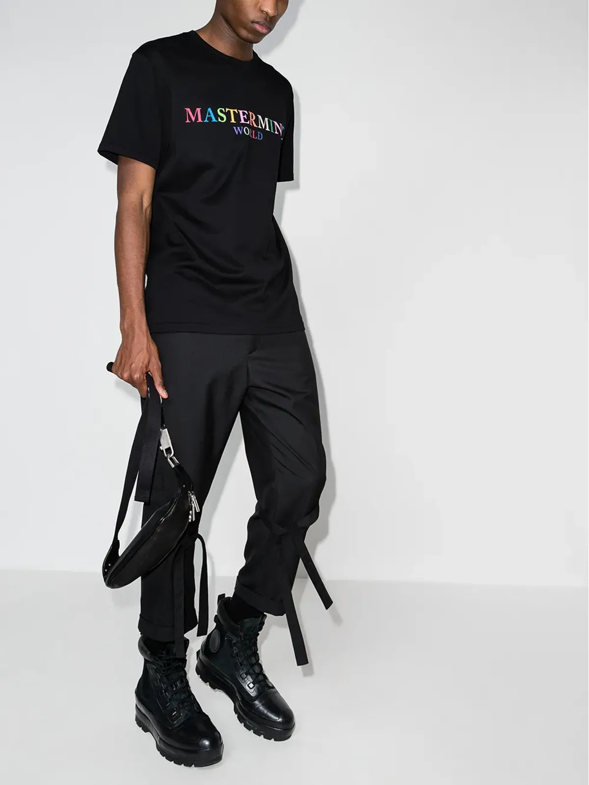 Mastermind World ロゴ入りマルチカラー半袖Tシャツ - ブラック - 画像5