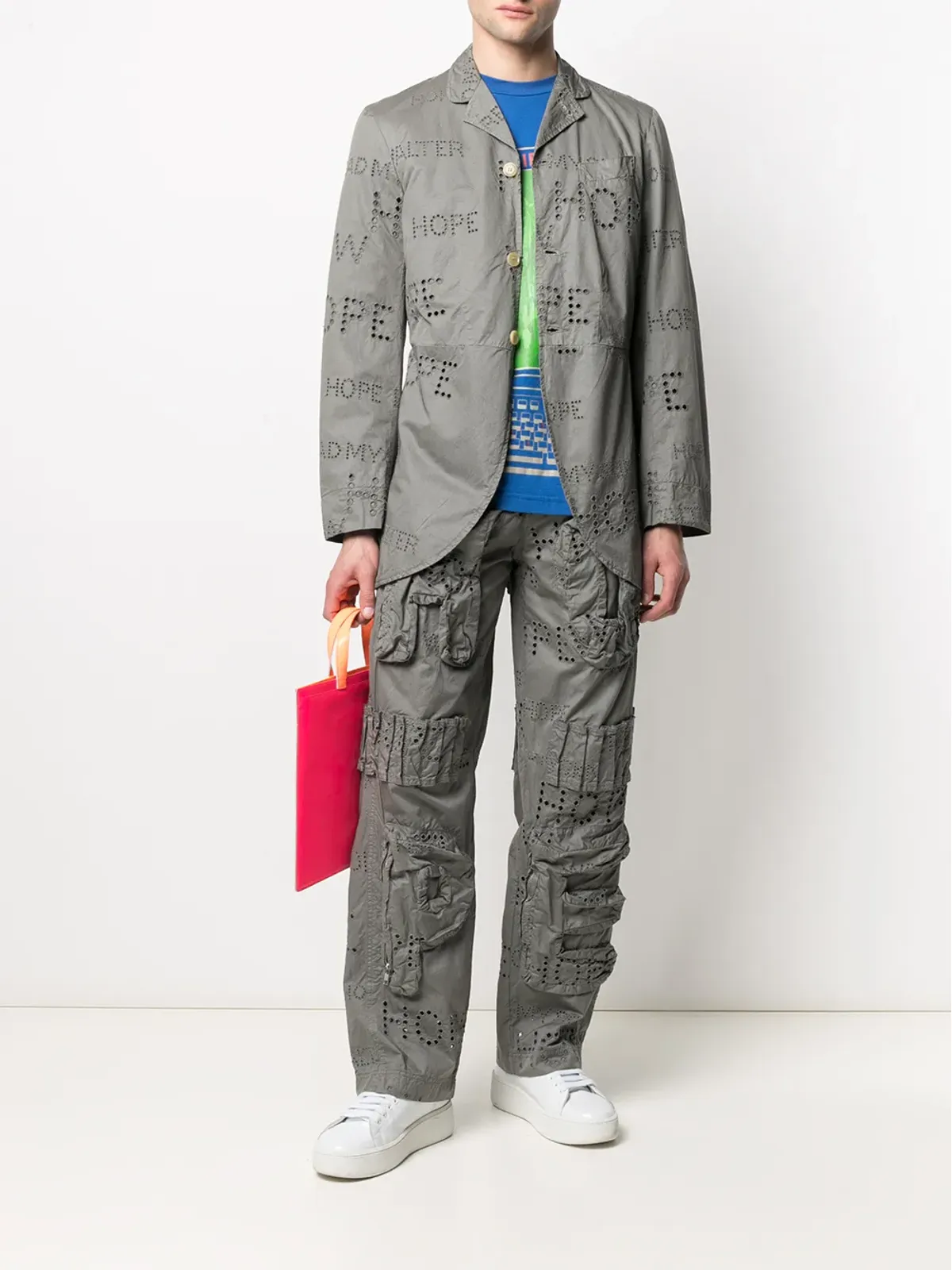 Walter Van Beirendonck Pre-Owned パンチング ロイヤル ブレザー - グレー - 画像2