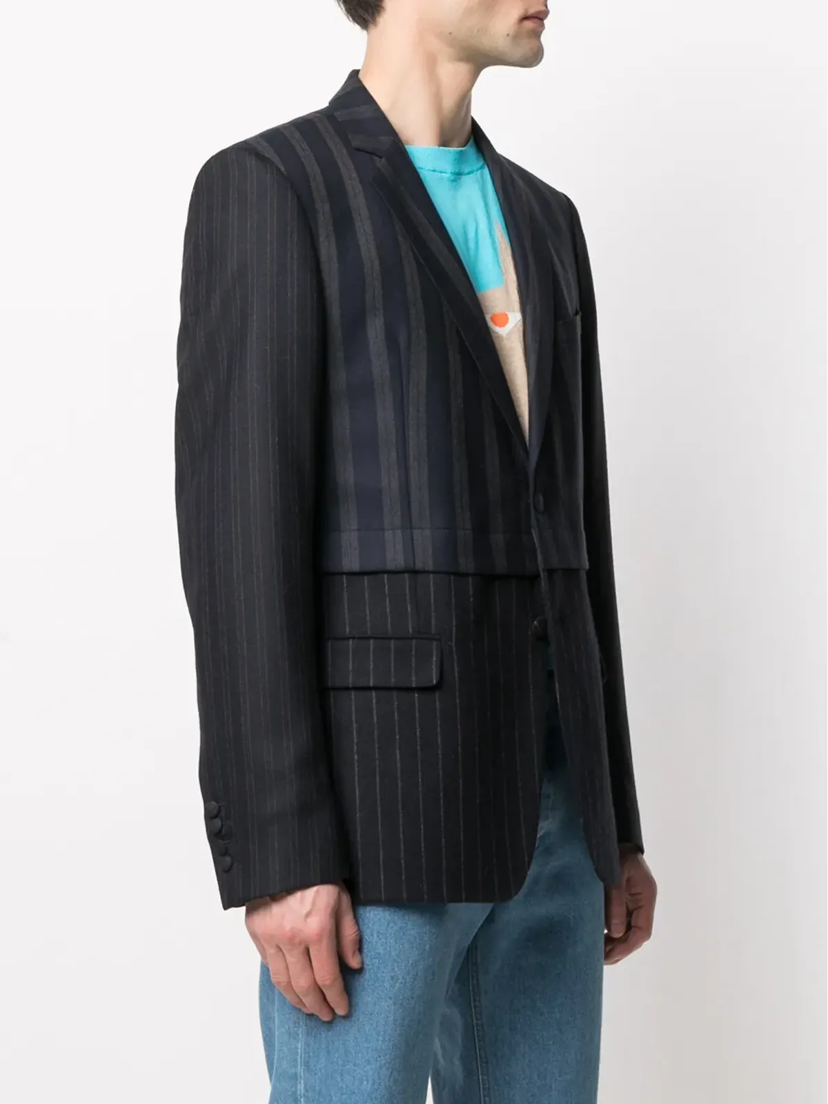Walter Van Beirendonck Pre-Owned ピンストライプ・パネルブレザー - 画像3