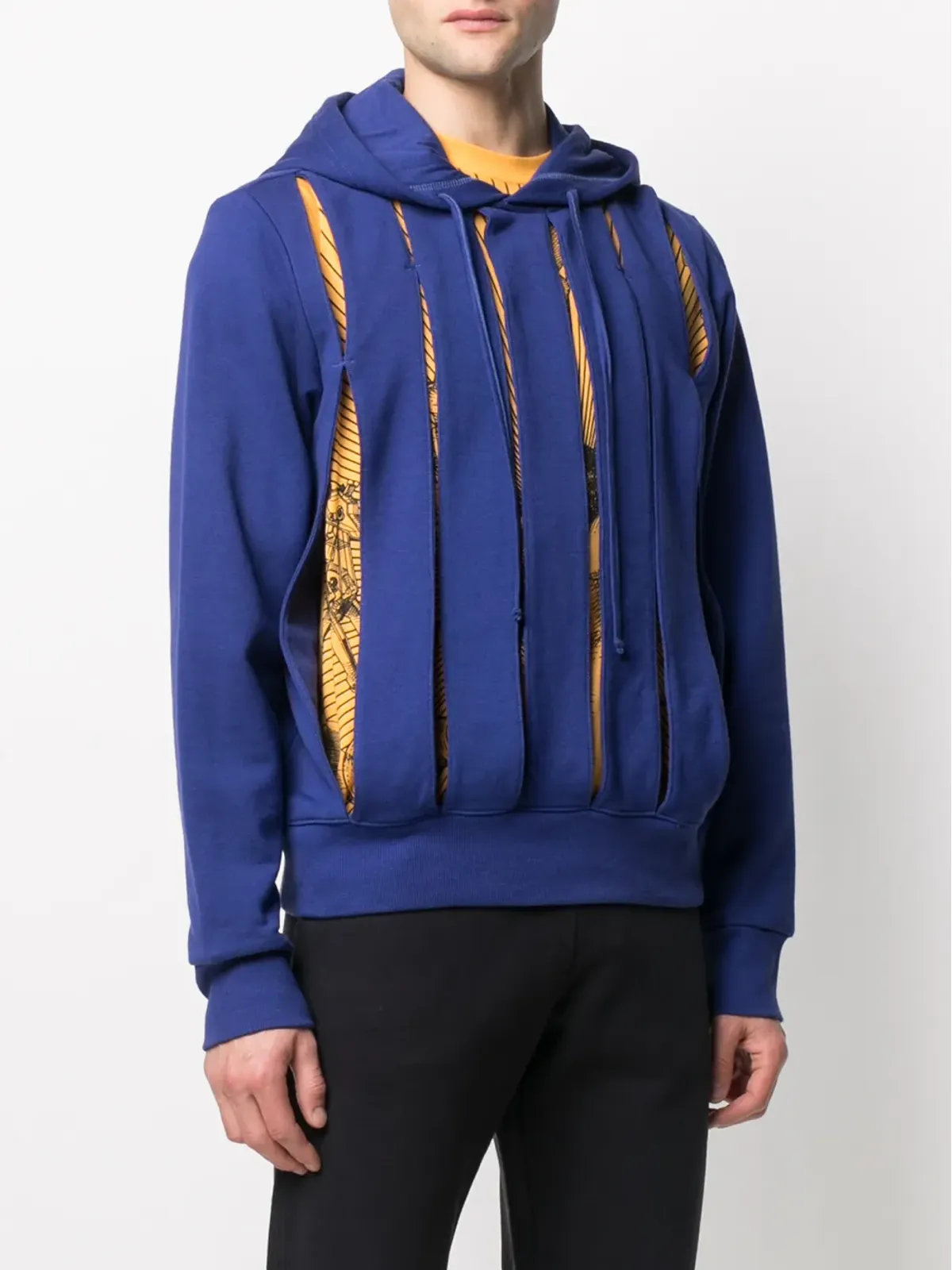 Walter Van Beirendonck Pre-Owned スリットドローストリングフーディ ブルー - 画像3
