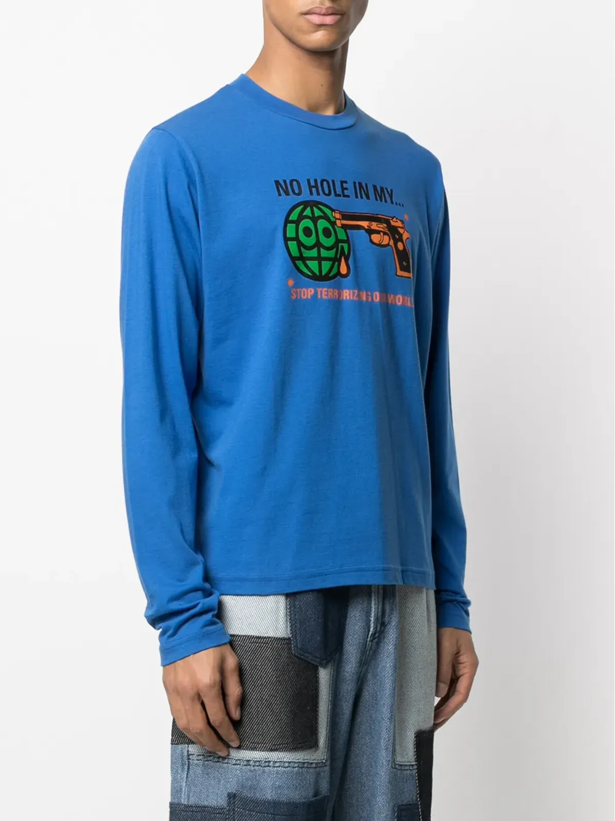 Walter Van Beirendonck Pre-Owned ビンテージ Gun長袖Tシャツ ブルー - 画像3