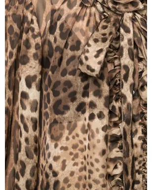 Dolce & Gabbana レオパード柄シルクシャツ ブラウン - サムネイル5