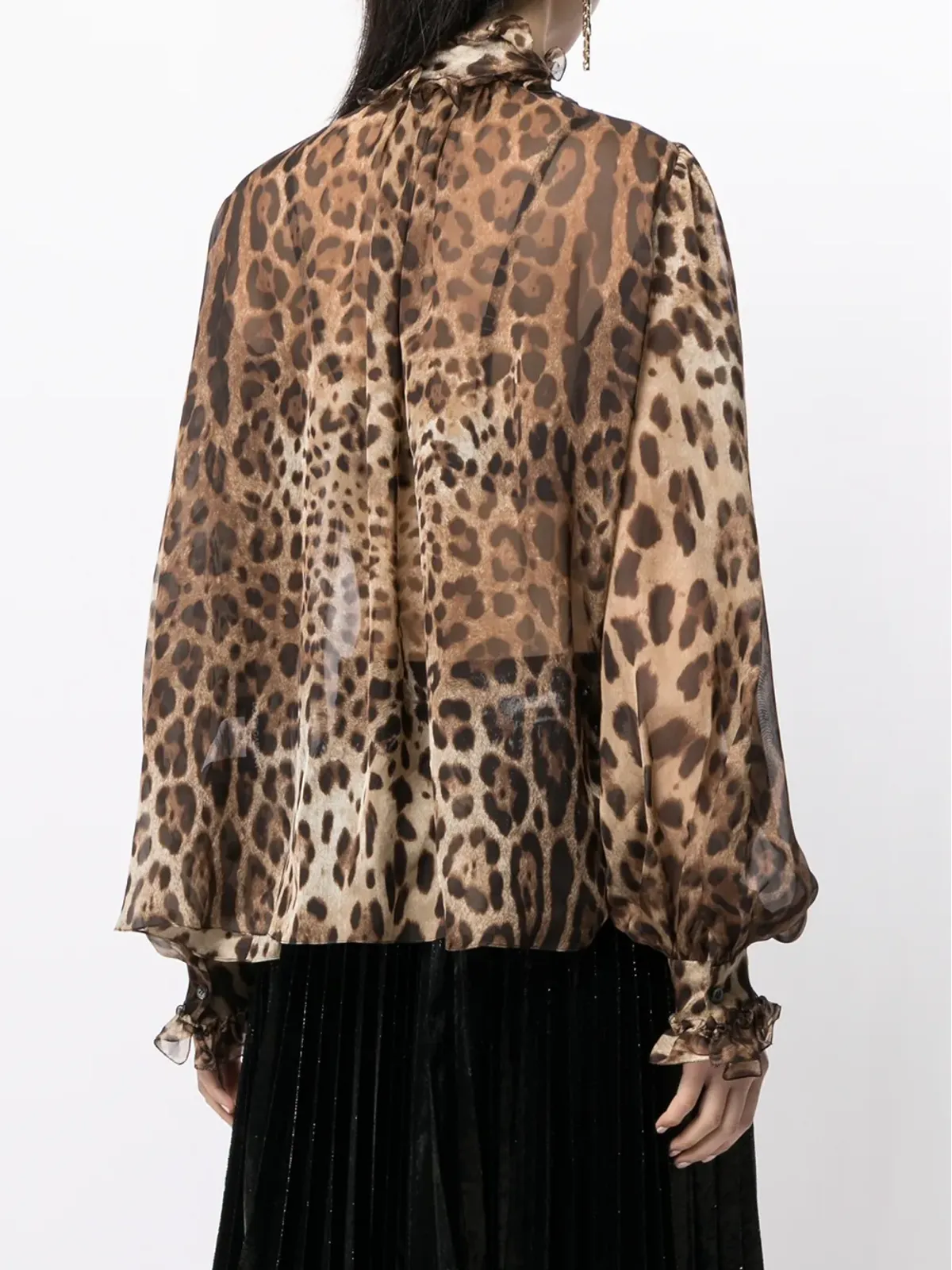 Dolce & Gabbana レオパード柄シルクシャツ ブラウン - 画像4
