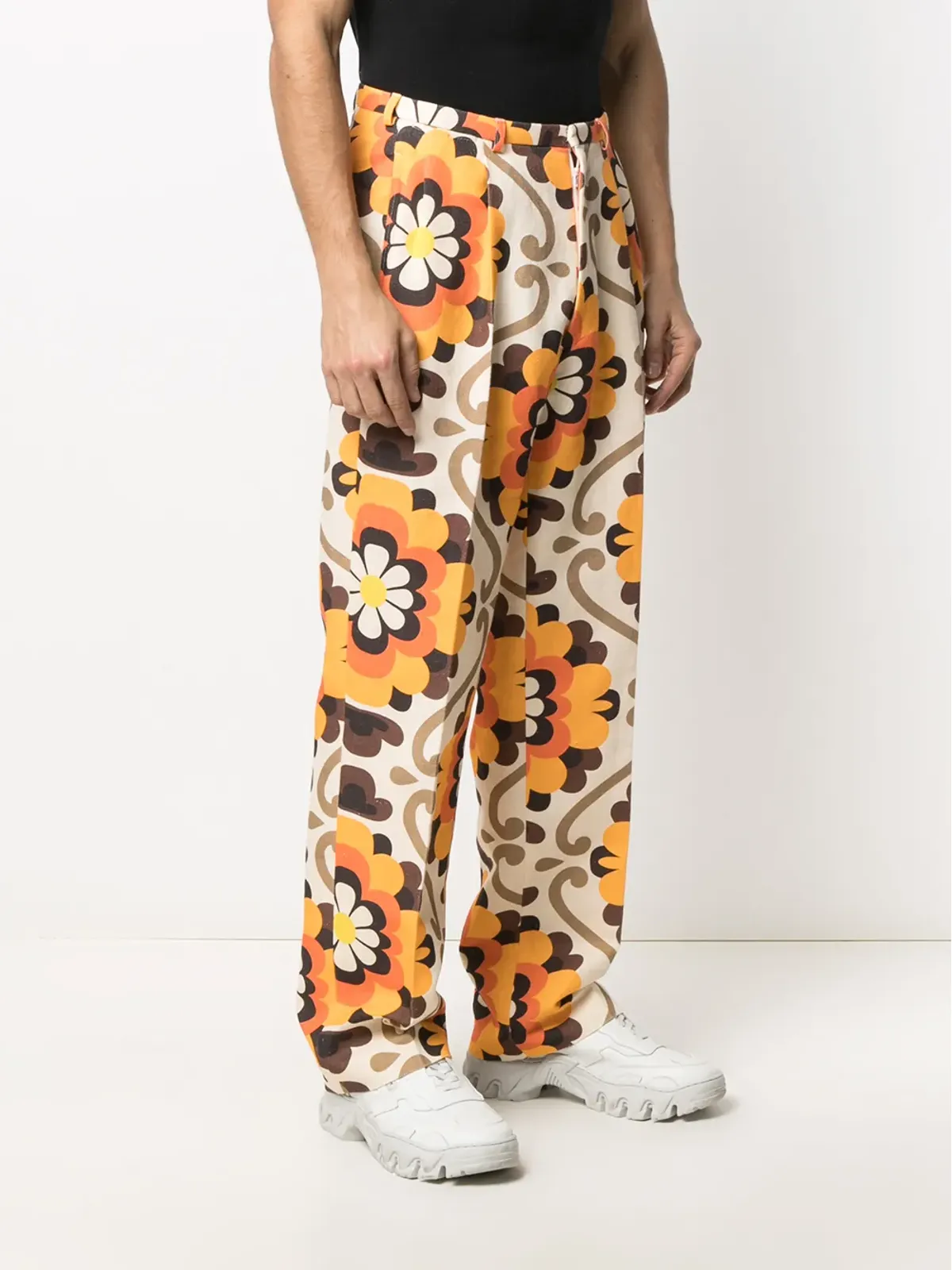 Walter Van Beirendonck Pre-Owned ドリームフラワープリントパンツ（ニュートラルカラー） - 画像3