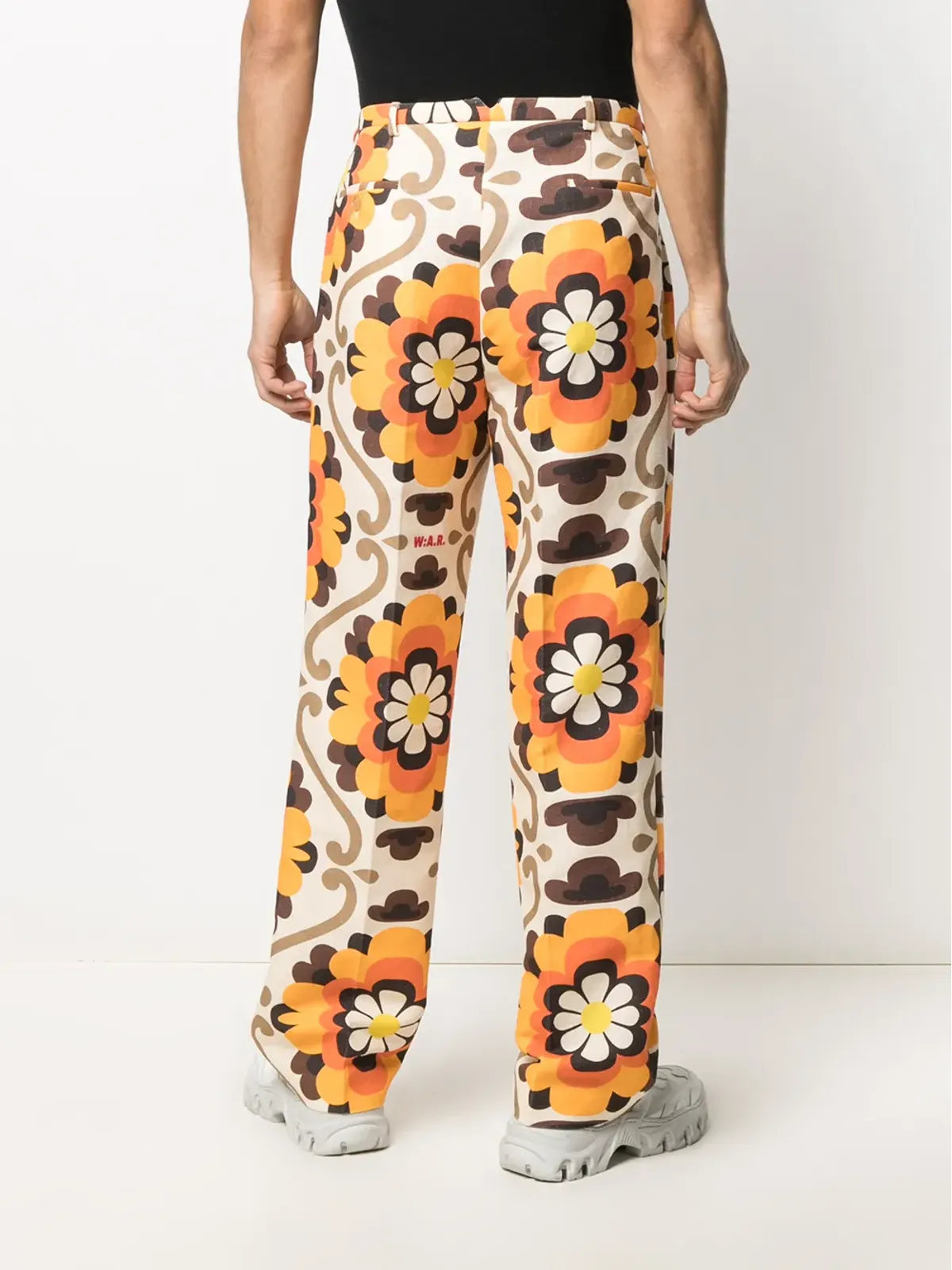 Walter Van Beirendonck Pre-Owned ドリームフラワープリントパンツ（ニュートラルカラー） - 画像4