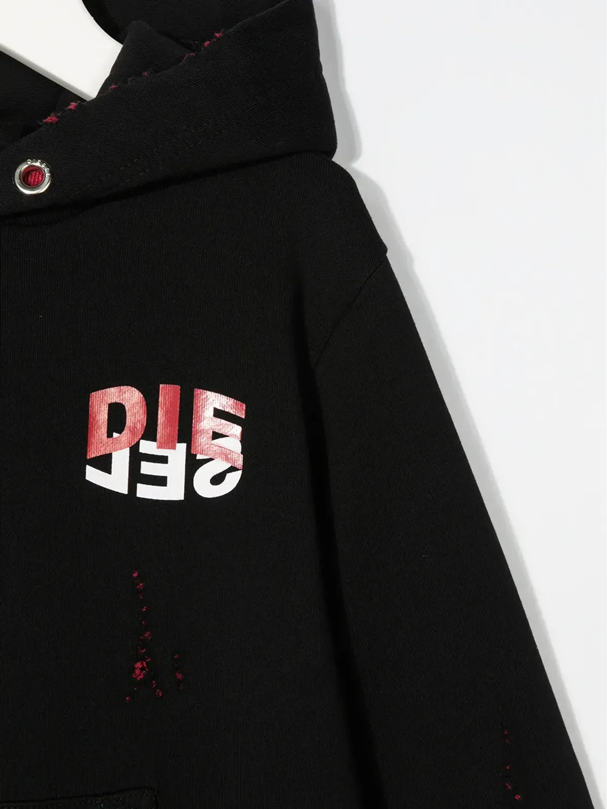 Diesel Kids ティーン distressed ロゴプリント プルオーバーフーディ - 画像3