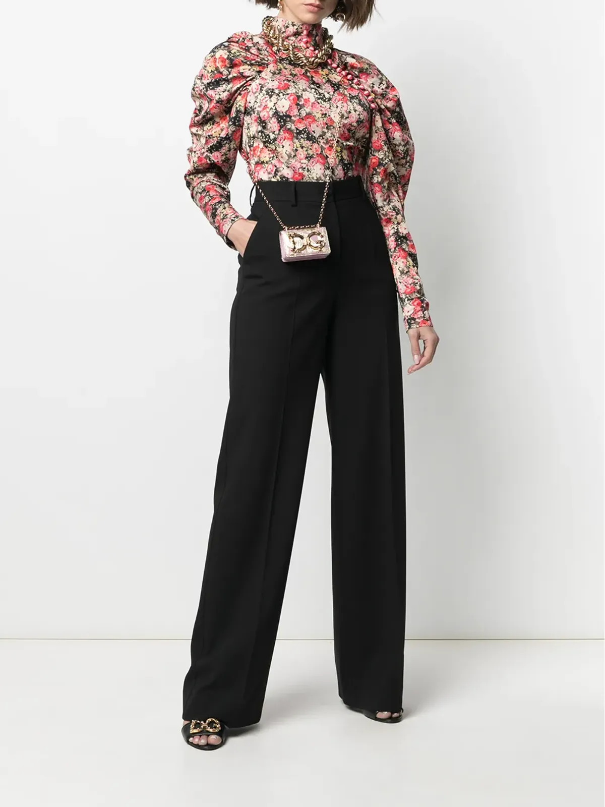 Dolce & Gabbana ハイウエストワイドレッグパンツ - 画像2