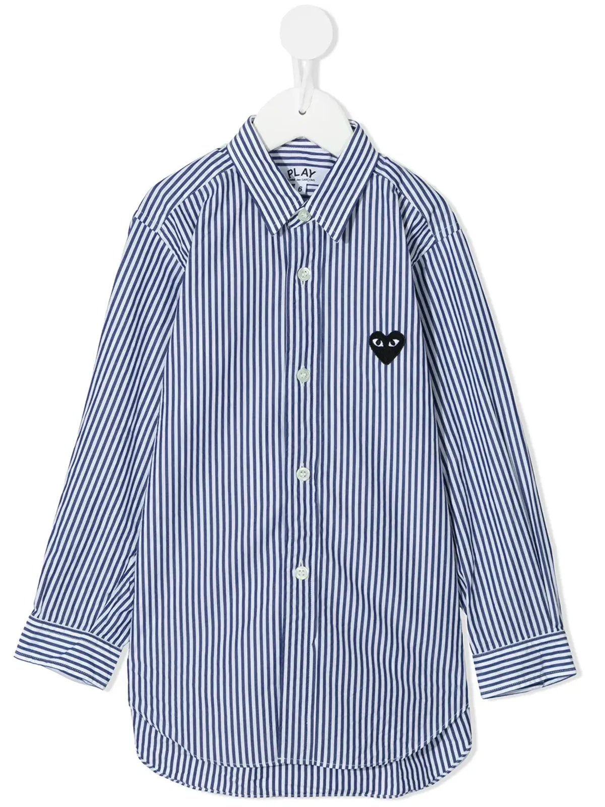 Comme Des Garçons Play Kids ストライプコットンシャツ - Blue - 画像1