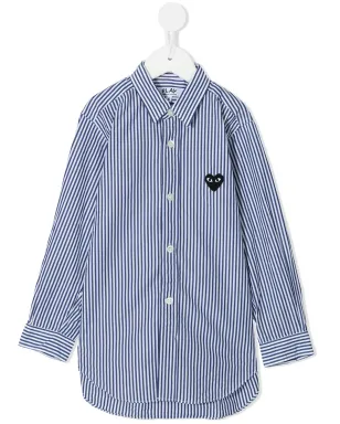 Comme Des Garçons Play Kids ストライプコットンシャツ - Blue - サムネイル1