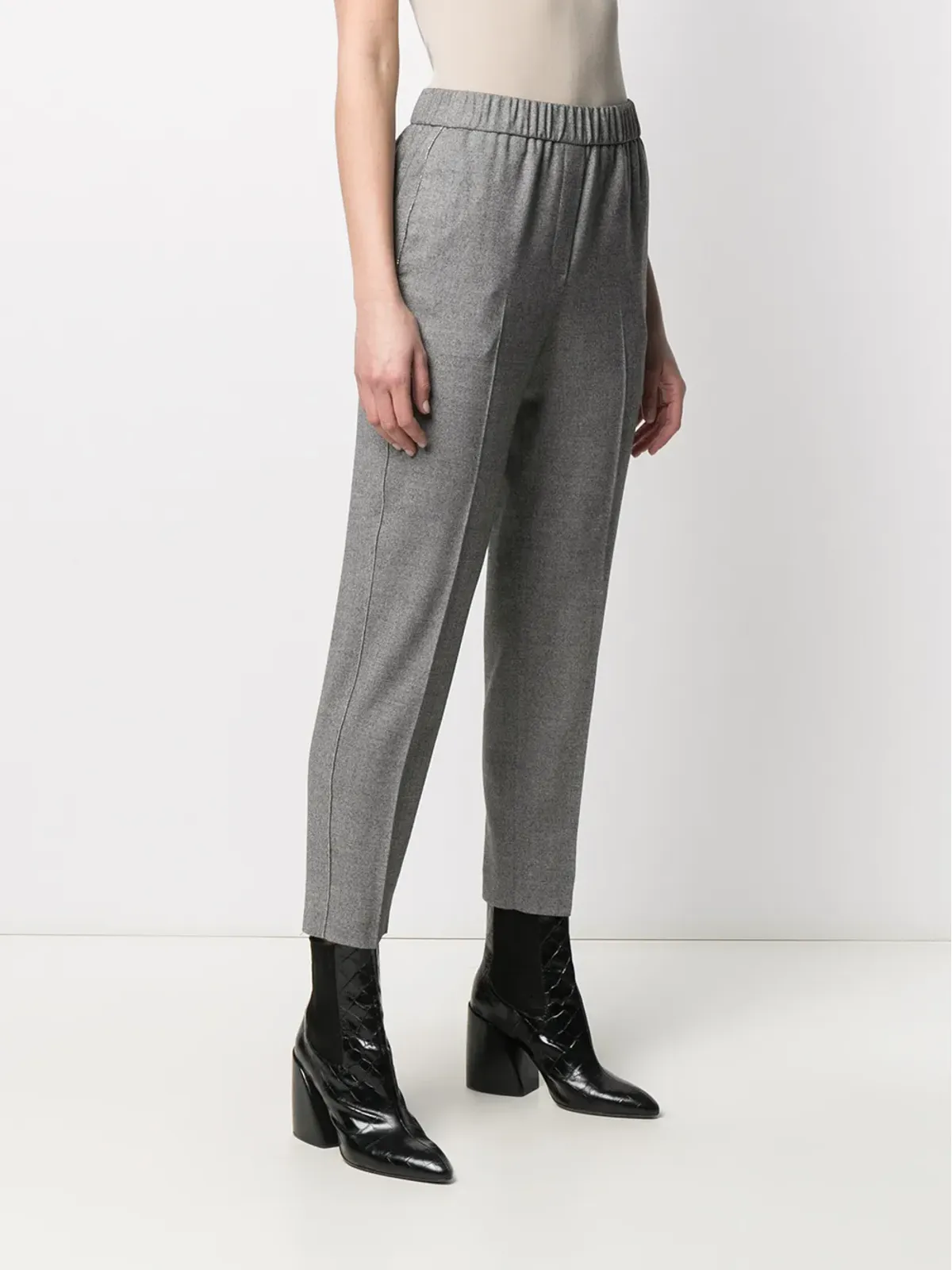 Peserico elasticated-waistband tailored trousers - Grey - 画像3