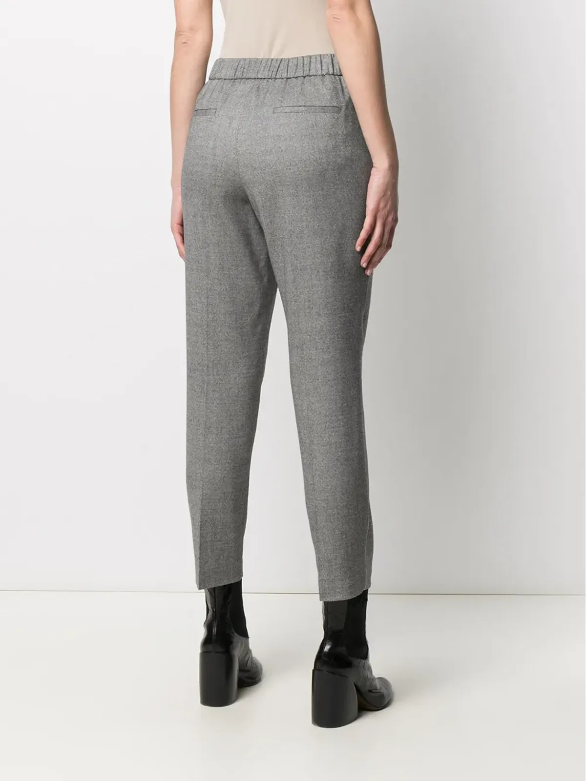 Peserico elasticated-waistband tailored trousers - Grey - 画像4