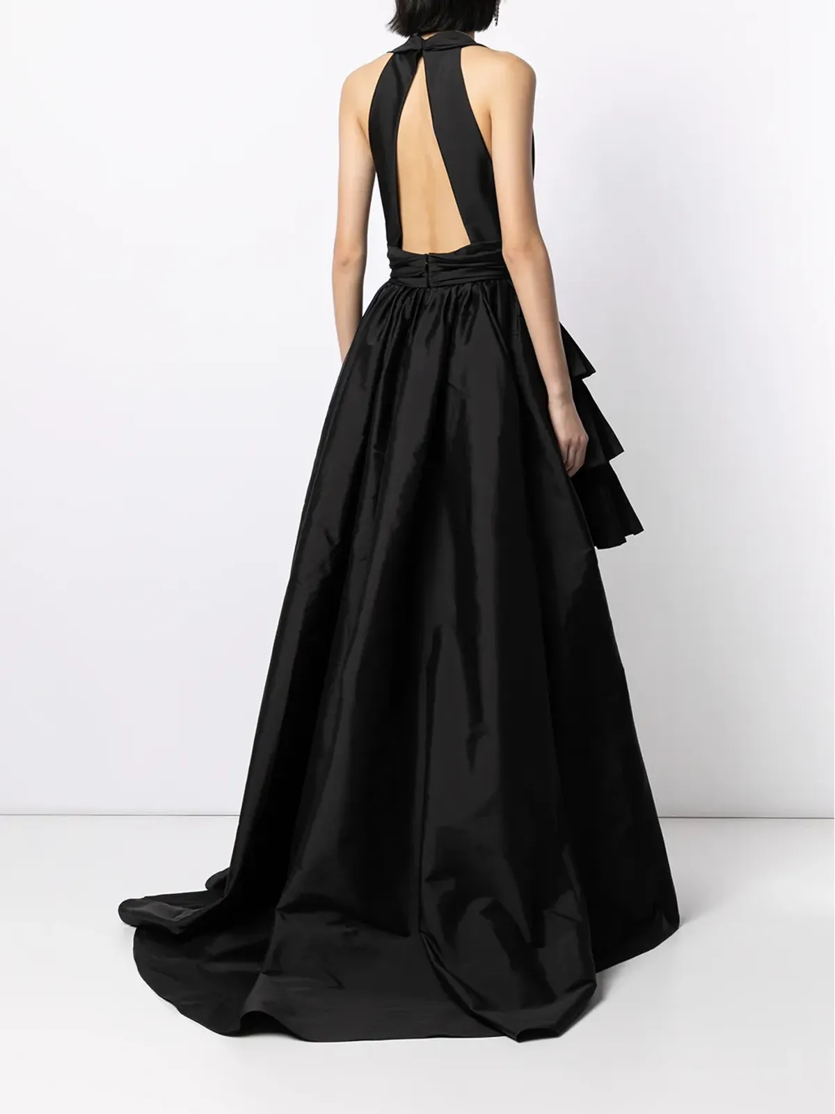 Elie Saab プリーツ入りプランジネックのシルクドレス - 画像4