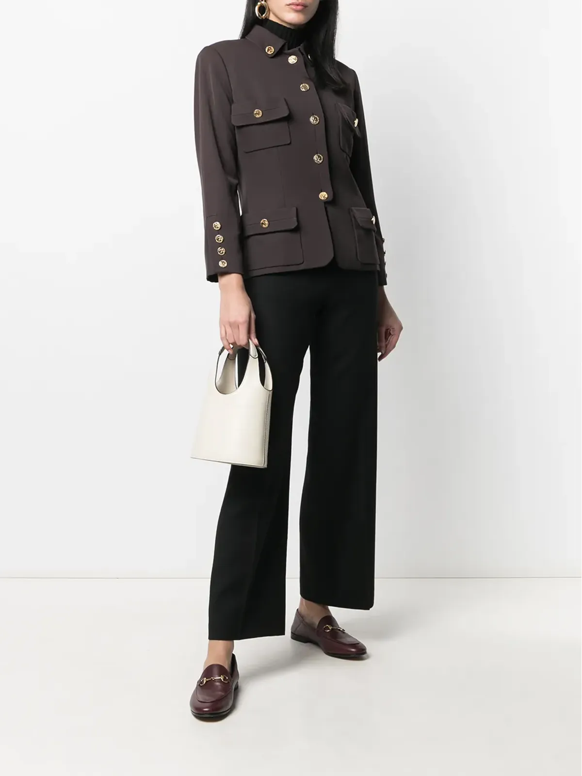 CHANEL Pre-Owned ストレートフィット テーラードパンツ ブラック - 画像2