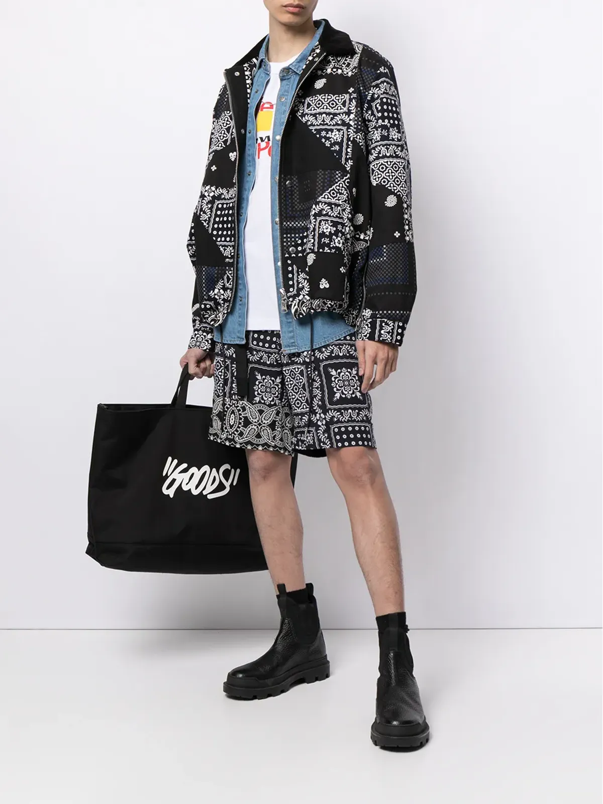 sacai バンダナ柄カーゴショーツ - 画像2