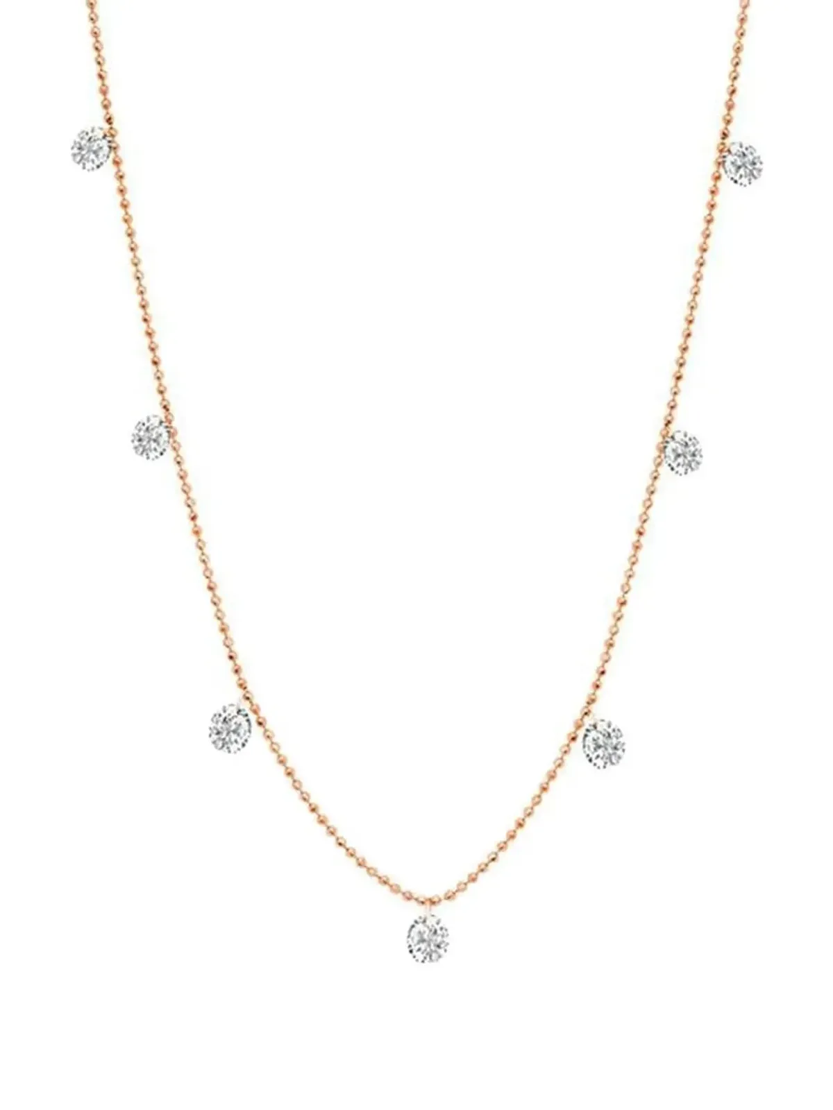 graziela 18K ローズゴールド 小さなフローティングダイヤモンド ネックレス - 画像1