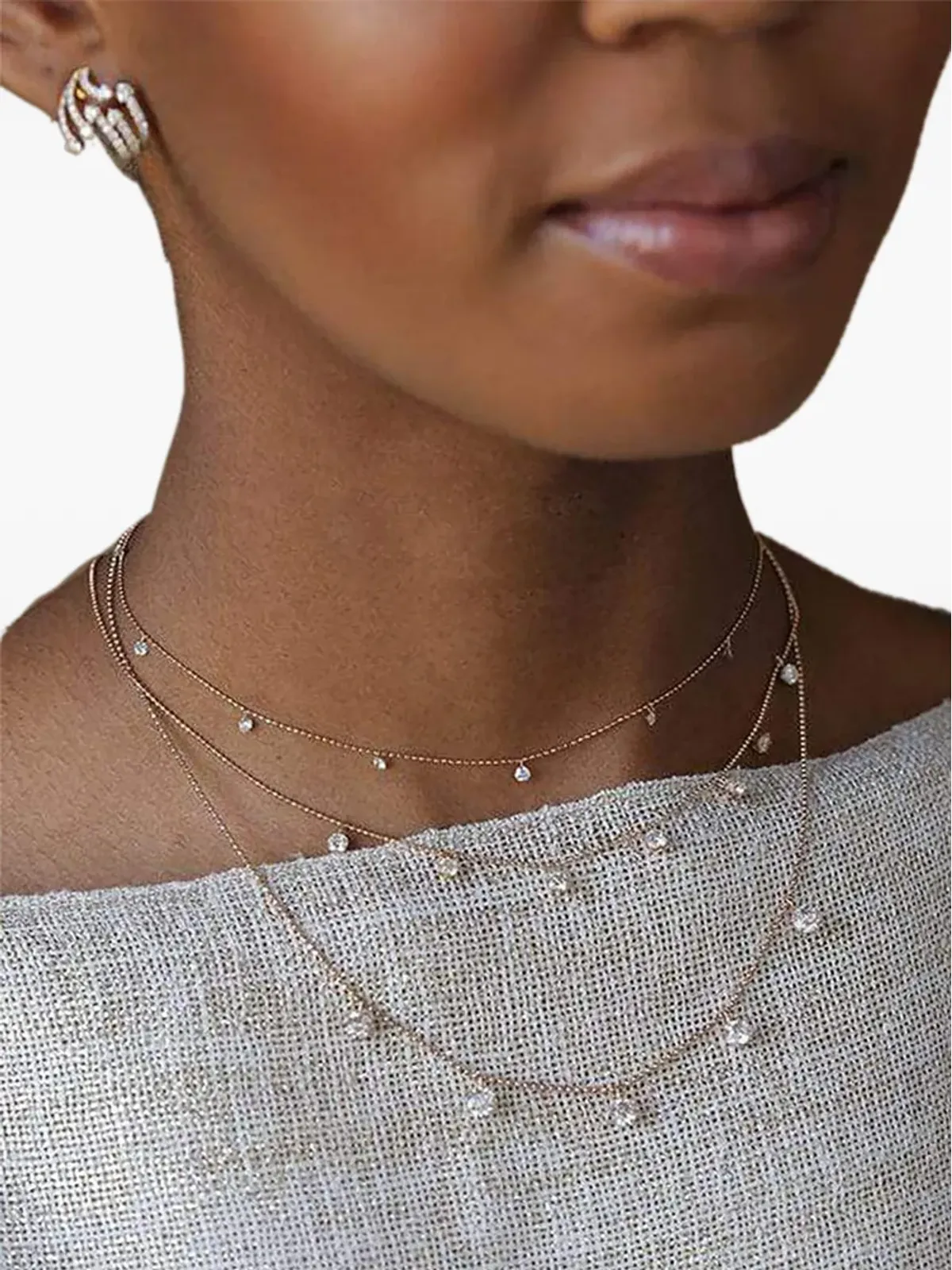 graziela 18K ローズゴールド フローティングダイヤモンド ネックレス - 画像1