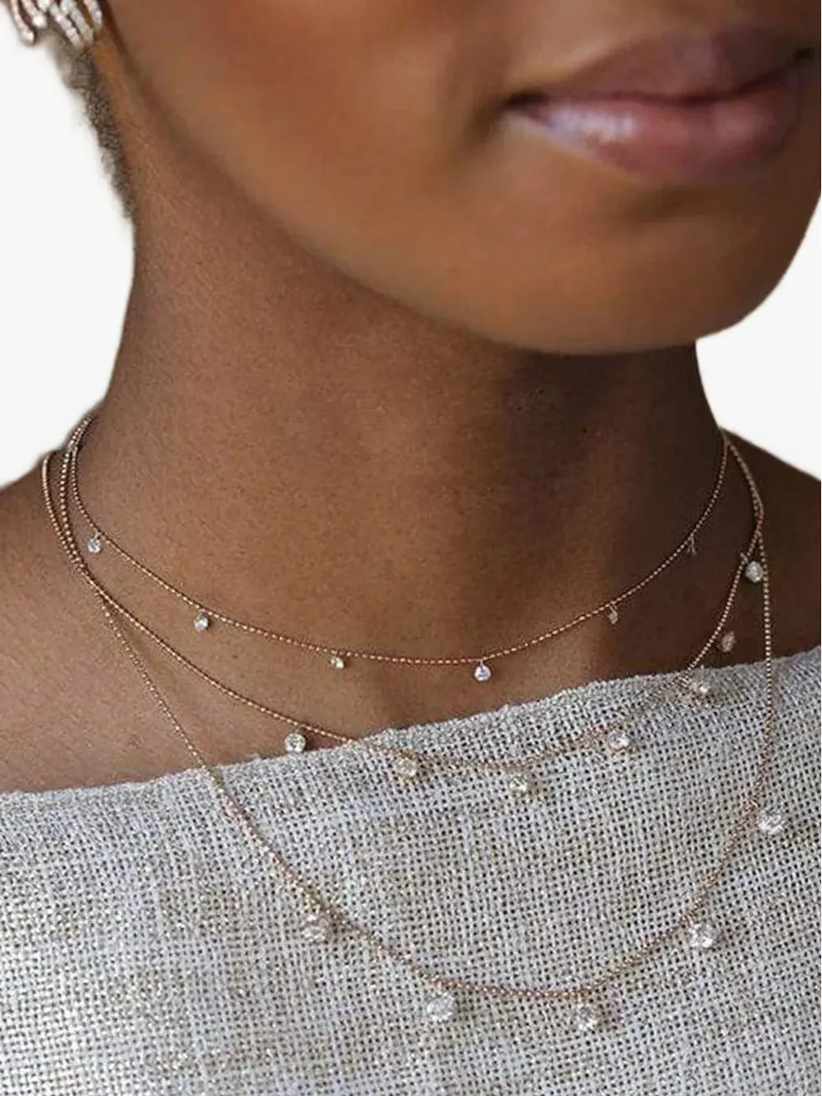 graziela 18K ローズゴールド フローティングダイヤモンド ネックレス - 画像2