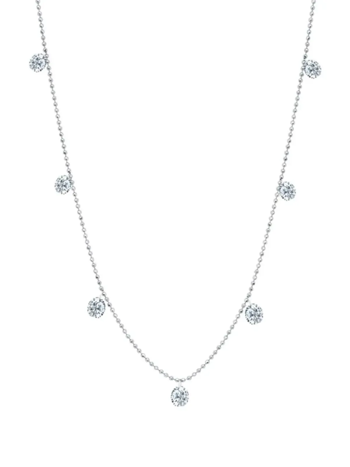 graziela 18Kホワイトゴールド小さなフローティングダイヤモンドリング - Silver - 画像1