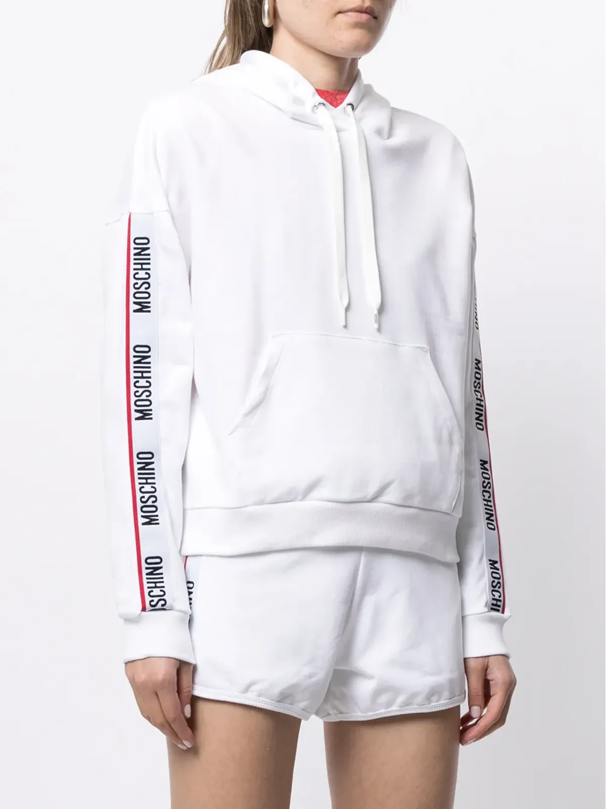 Moschino ロゴストライプ ドローストリングフーディ - 画像3